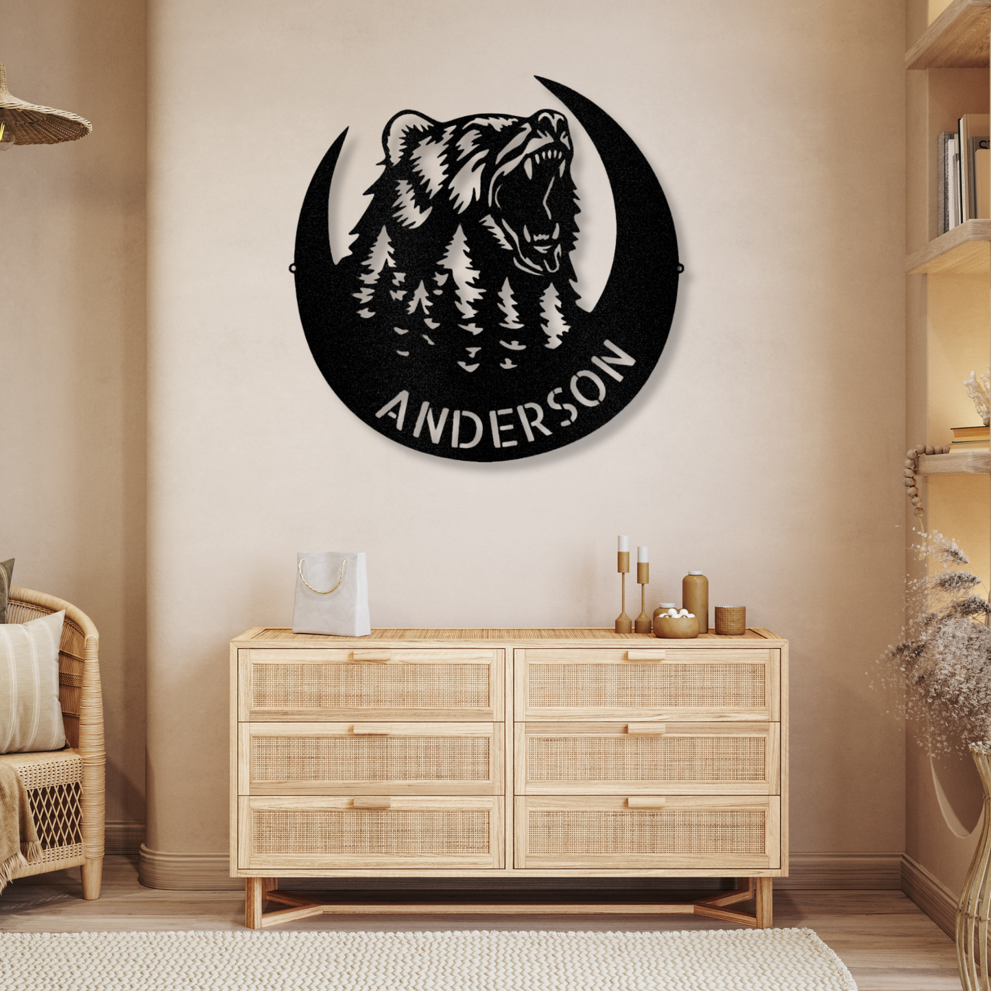 Personalized Roaring Bear Metal Sign, Family Name Wall Decor, Cabin Bear decor, Wildlife Wall Art, Father's Day Gifts, Last Name Wall Sign