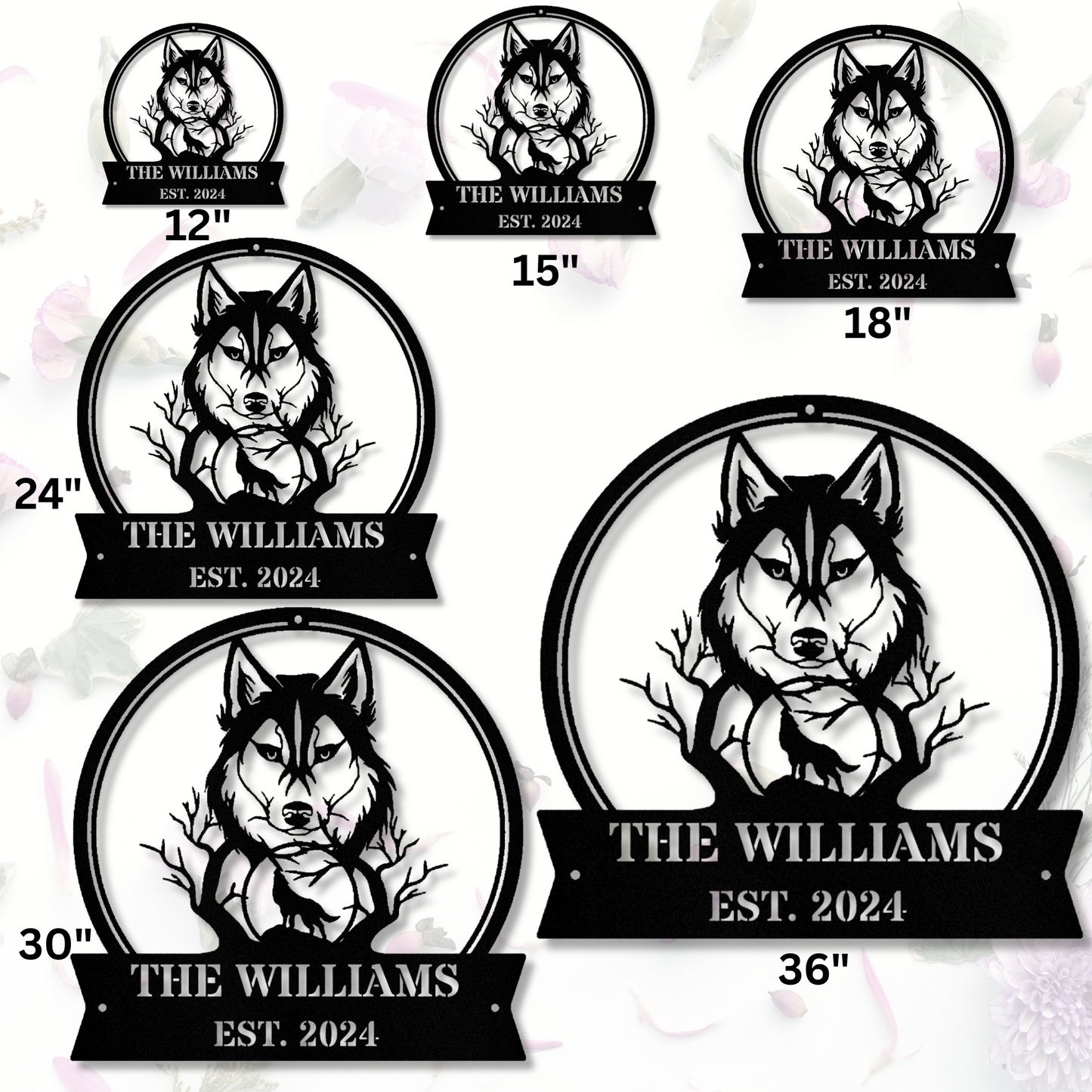 Personalized Wolf Metal wall Sign, Custom Name Gift, Wolf Metal Wall Art, Wildlife Wall Hanging, Living Room Decor, Entrance Sign for New Home
