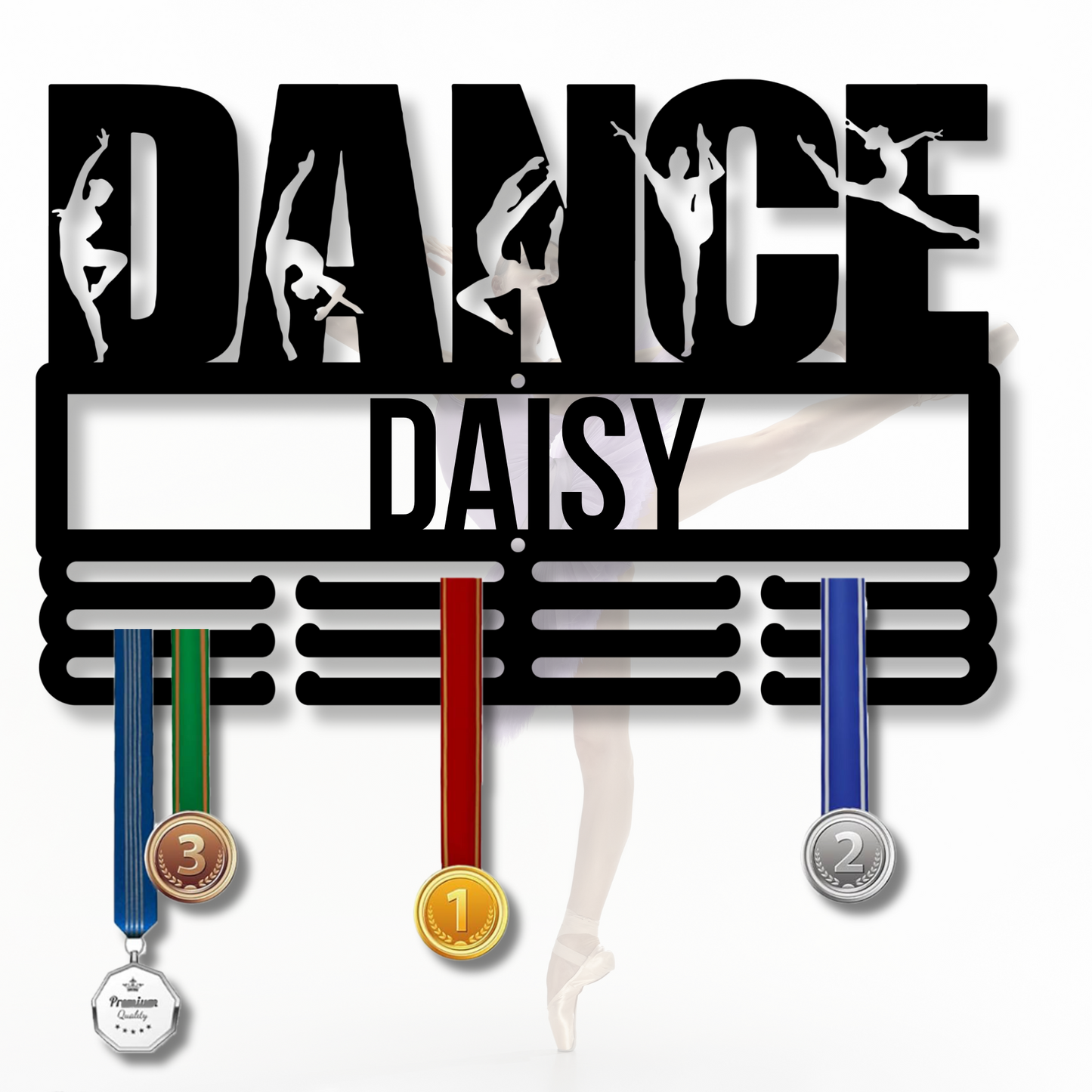 Custom Metal Ballerina Medal Hanger, Personalized Dance Medal Holder, Ballet Dancer Wall Art