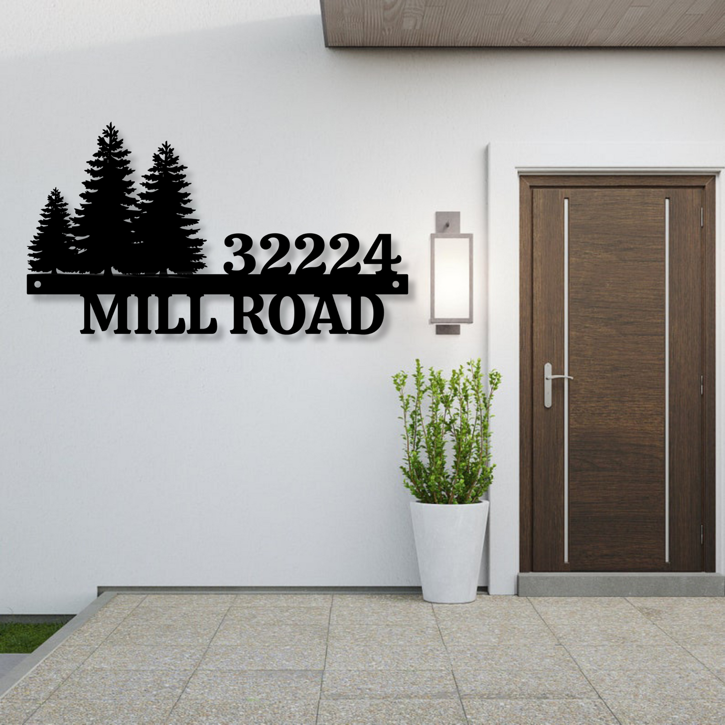 Custom Metal Address Sign, Pine Tree Decoration, Personalized Driveway Entrance Sign,Street Name Sign, Outdoor Patio Entryway Decor