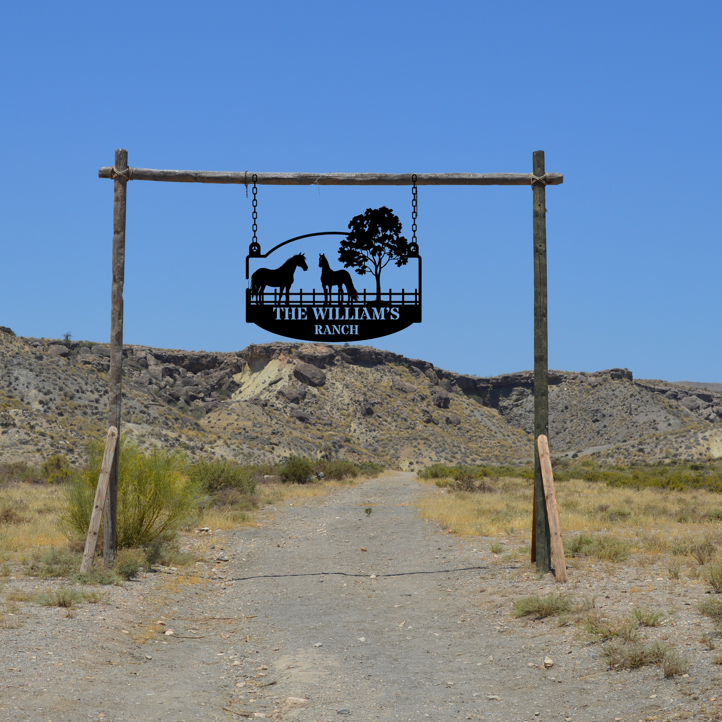 Custom Horse Ranch Hanging Metal Sign, Horse Stable Decor, Personalized Ranch Sign, Equestrian Cowboy Decor, Western Metal Art, Horse Farm