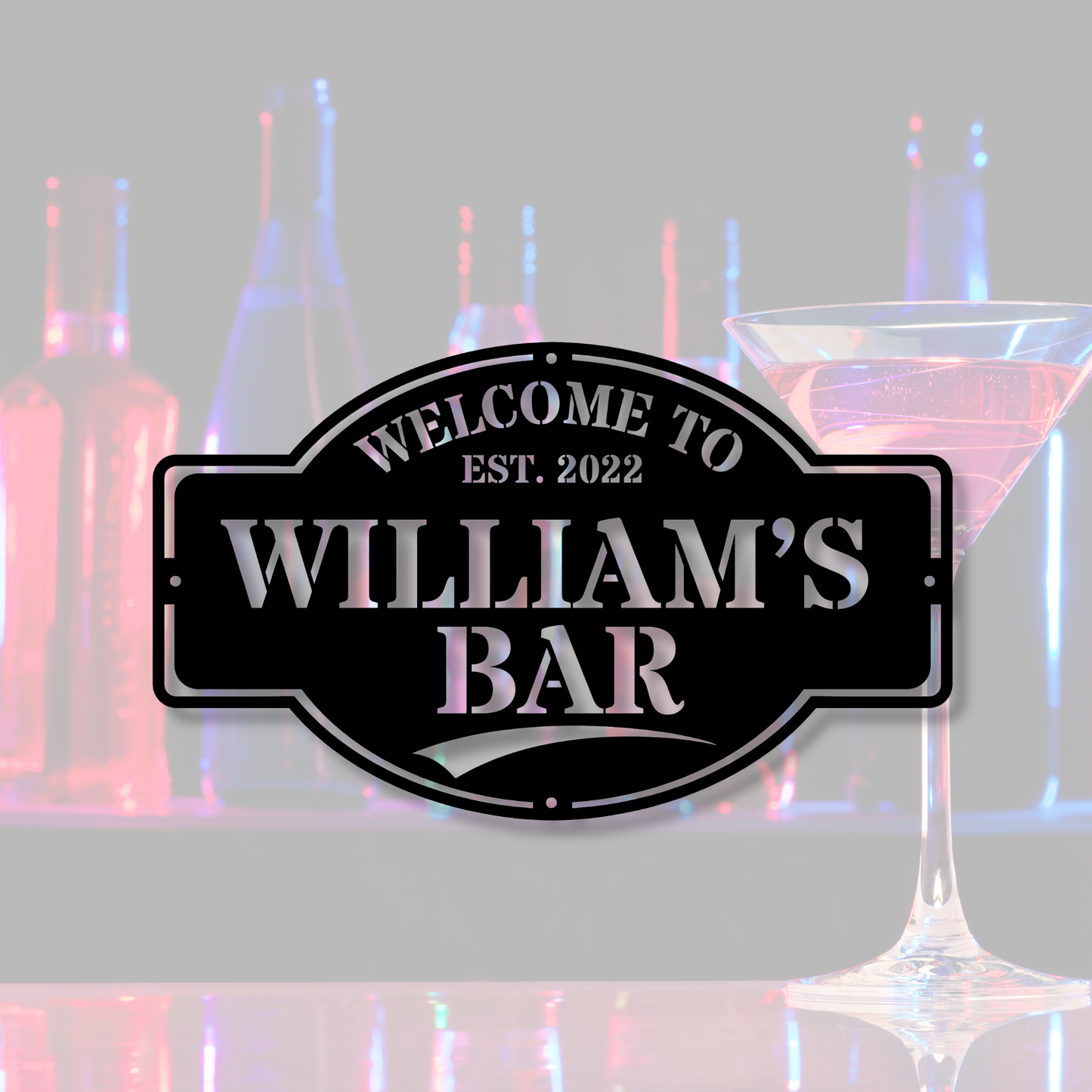 Custom Bar Wall Metal Sign, Personalized Sign for Bars, Metal Art Decor for Man Caves, Rustic Industrial Pub Wall Art