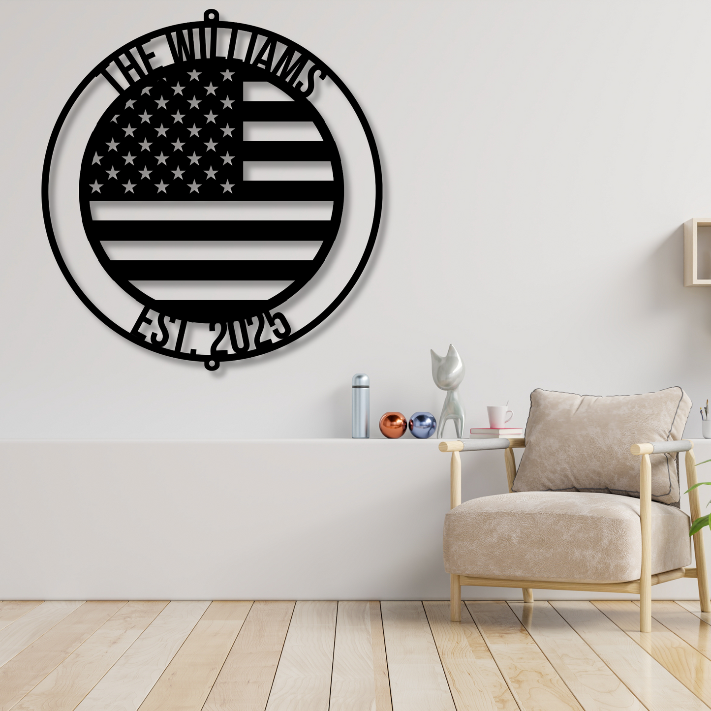 Custom US Flag Metal Sign, American Flag Gift, Personalized Name Sign,4th of July Gift,Patriotic Wall Art,Veteran Gift