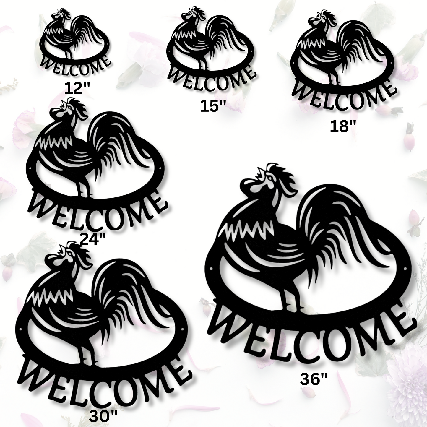 Welcome Rooster Metal Sign, Front Door Signage, Porch Decor, Patio Metal Wall Art, Welcome Sign for Front Porch, Welcome Metal Sign Entryway