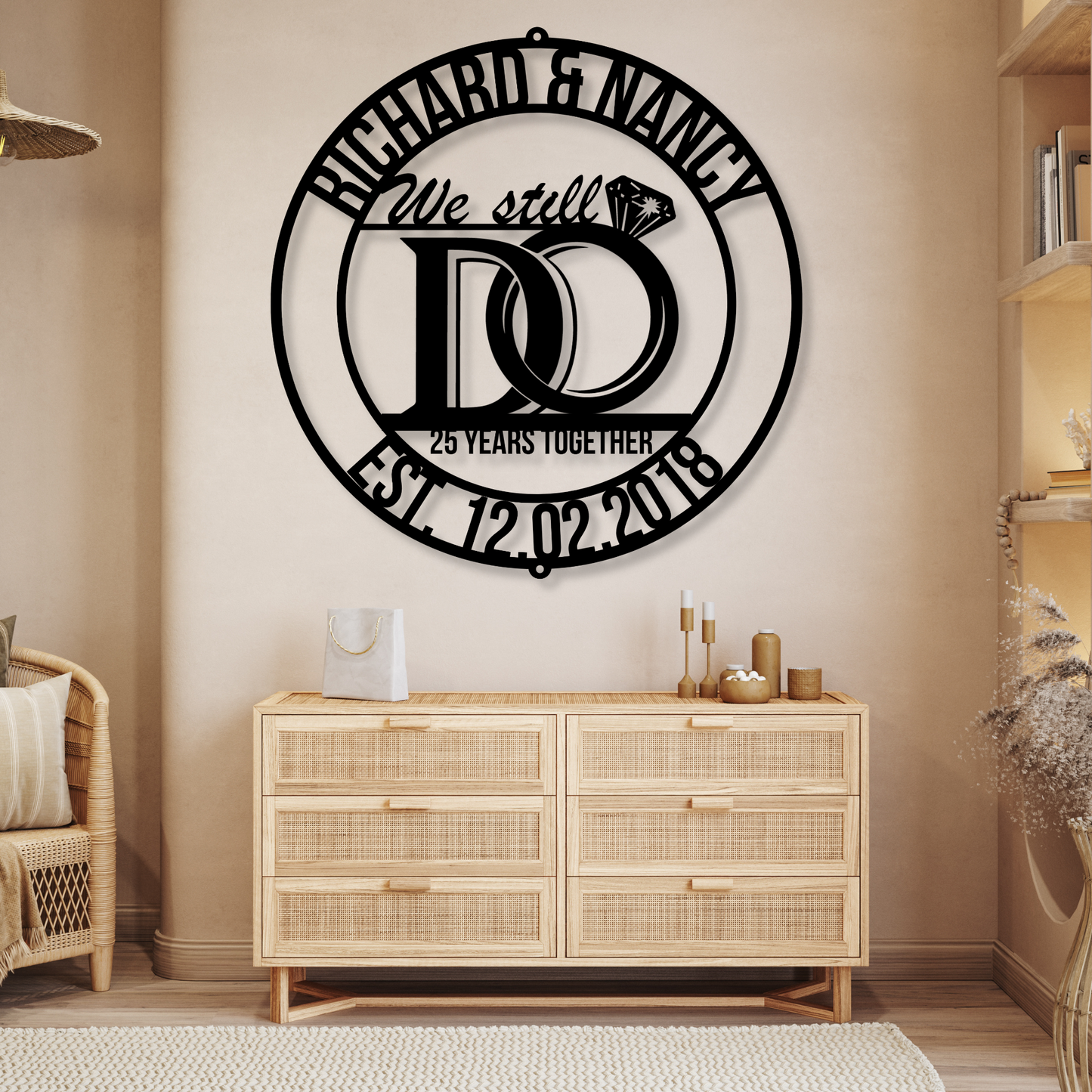 Custom Metal Anniversary sign, 25th Anniversary Gift, Parents Anniversary, Golden Anniversary, 25 Year Sign, Wedding Anniversary Metal Art, Unique Gift