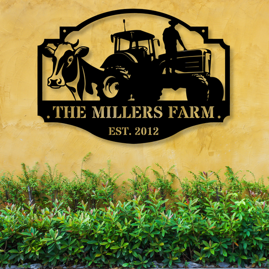 Custom Metal Barn Sign, Custom Farmhouse Sign, Horse Ranch Decor, Metal Cow Farm Sign, Outdoor Rustic Metal Decor