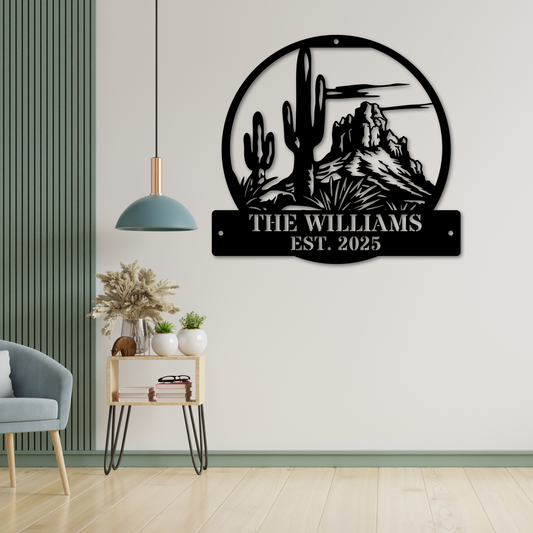 Custom Desert Family Name metal sign