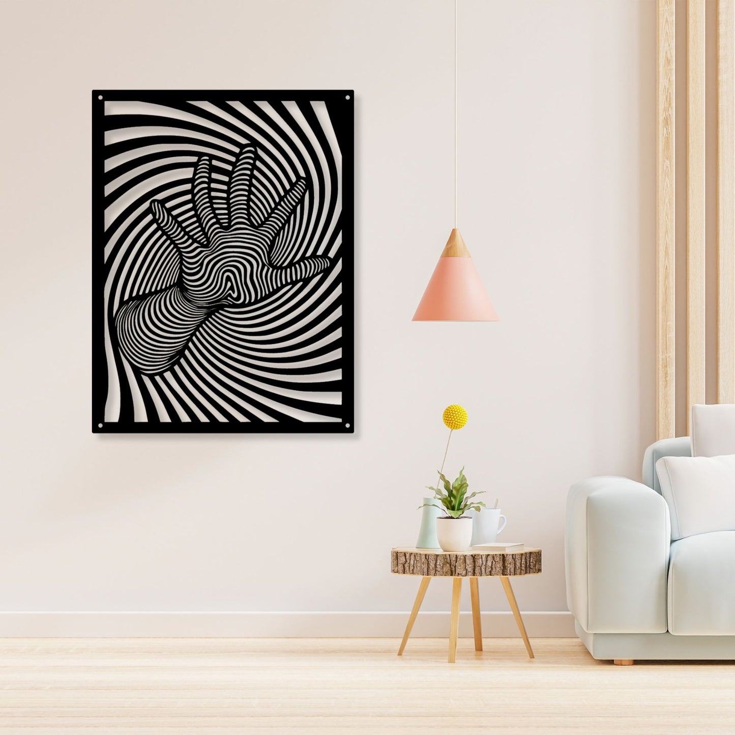 3D Hand Optical Illusion Metal Wall Art, Modern Wall Decor, Unique Metal Sculpture, Hand Wall Art, Home Decor Gift for Art Lovers