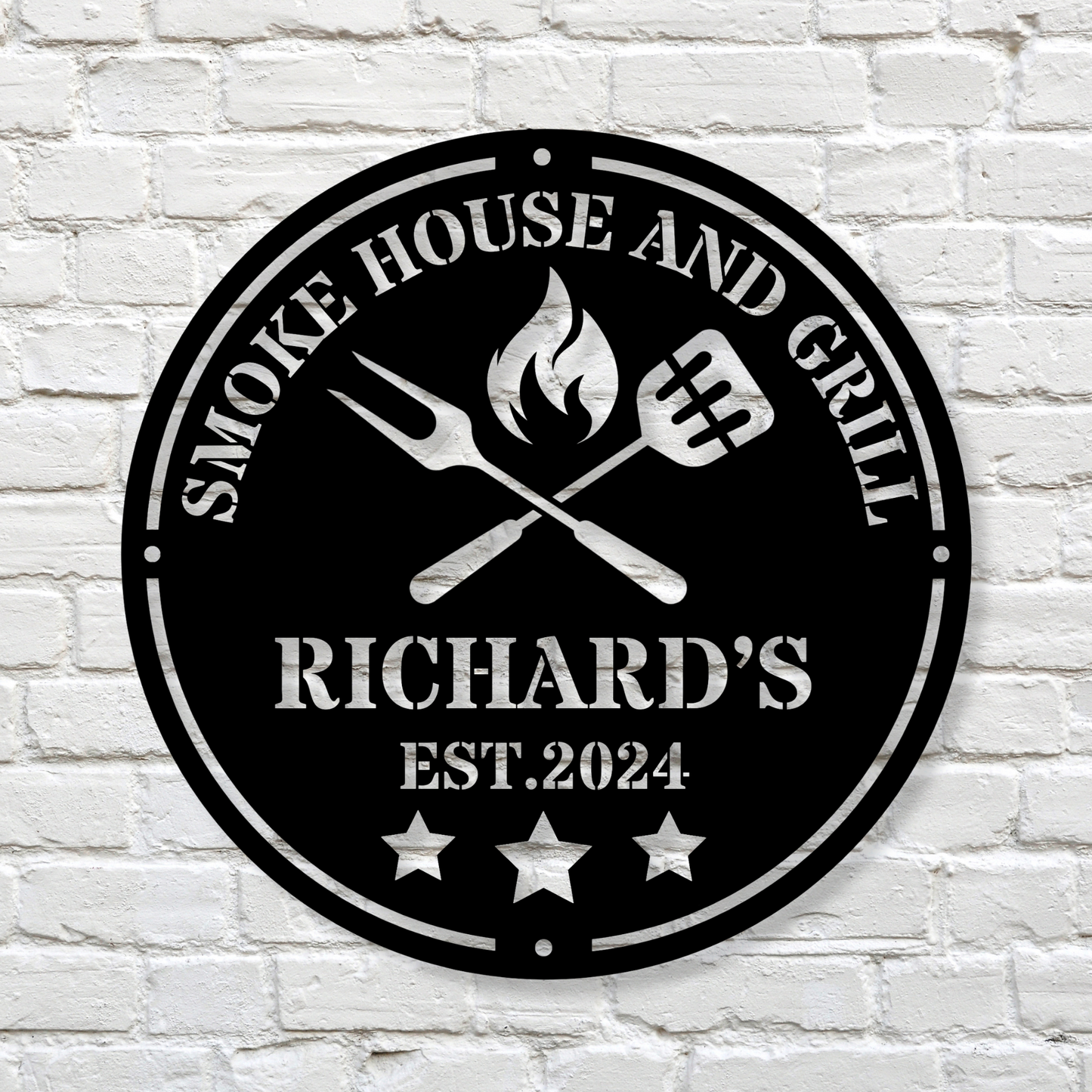 Personalized Metal Grill Sign - Metal Grill Sign - Metal BBQ Smoker and Grill Sign - Grilling Gift for Dad, Grandpa, Barbeque Sign