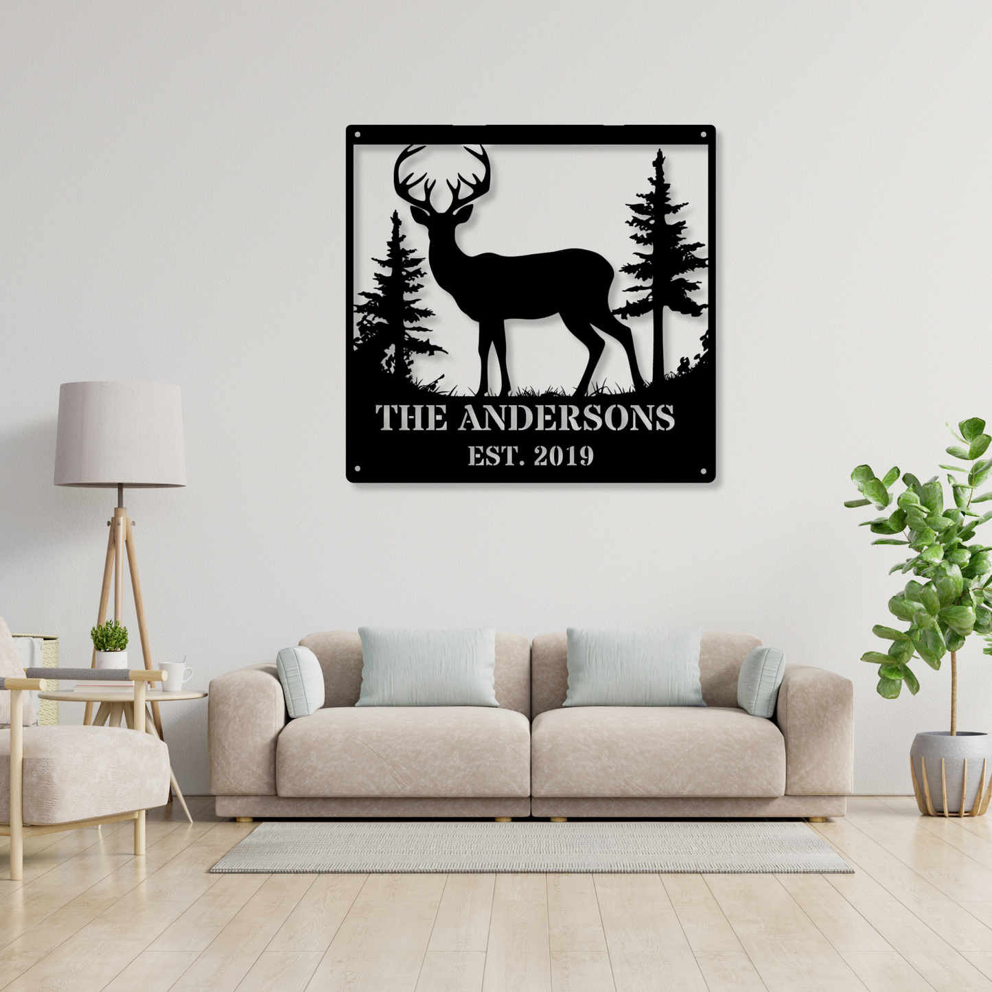 Custom Deer Monogram Metal Sign, Personalized Deer Metal Sign, Hunting Monogram Wall Decor, Deer Hunter Gift