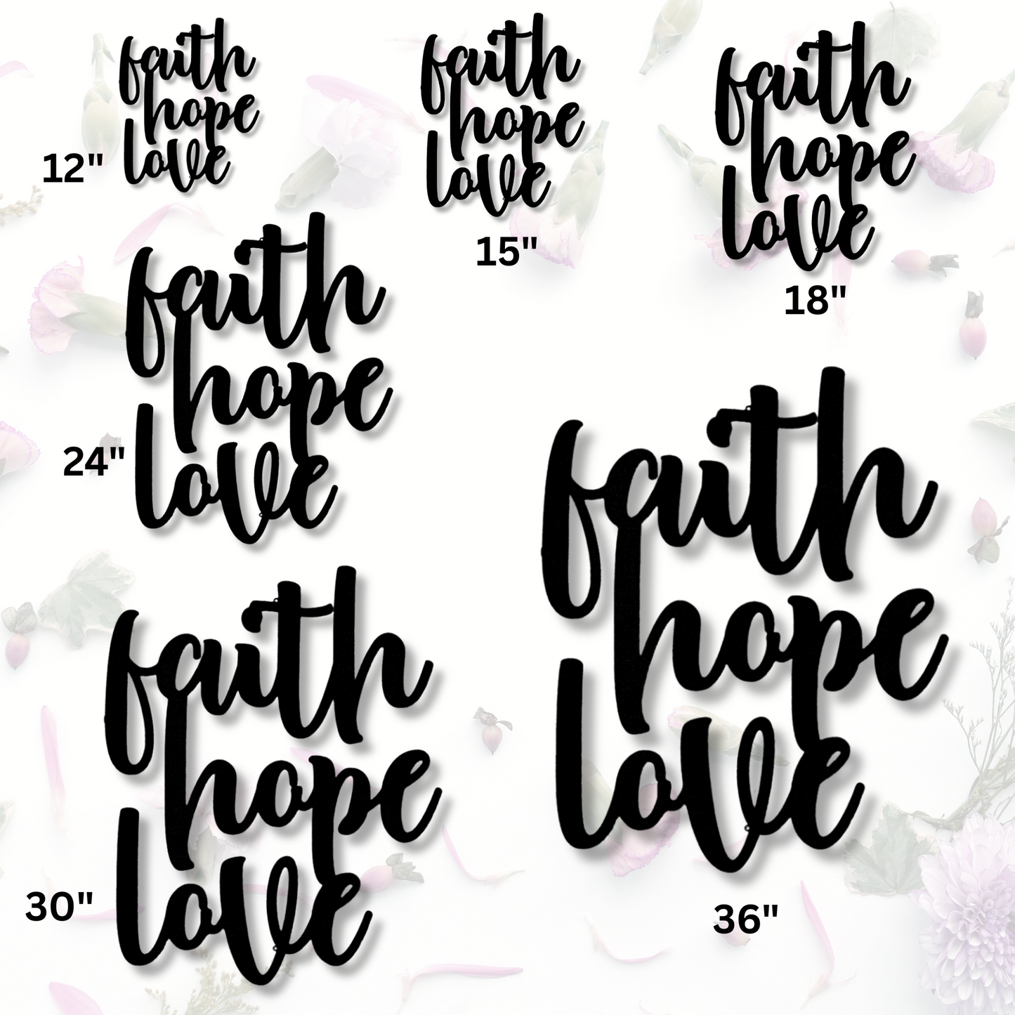 Faith Hope Love Script Metal Sign, Inspirational Metal Art, Faith Wall Decor, Christian Wall Hanging, Hope Love Metal Art, living room decor