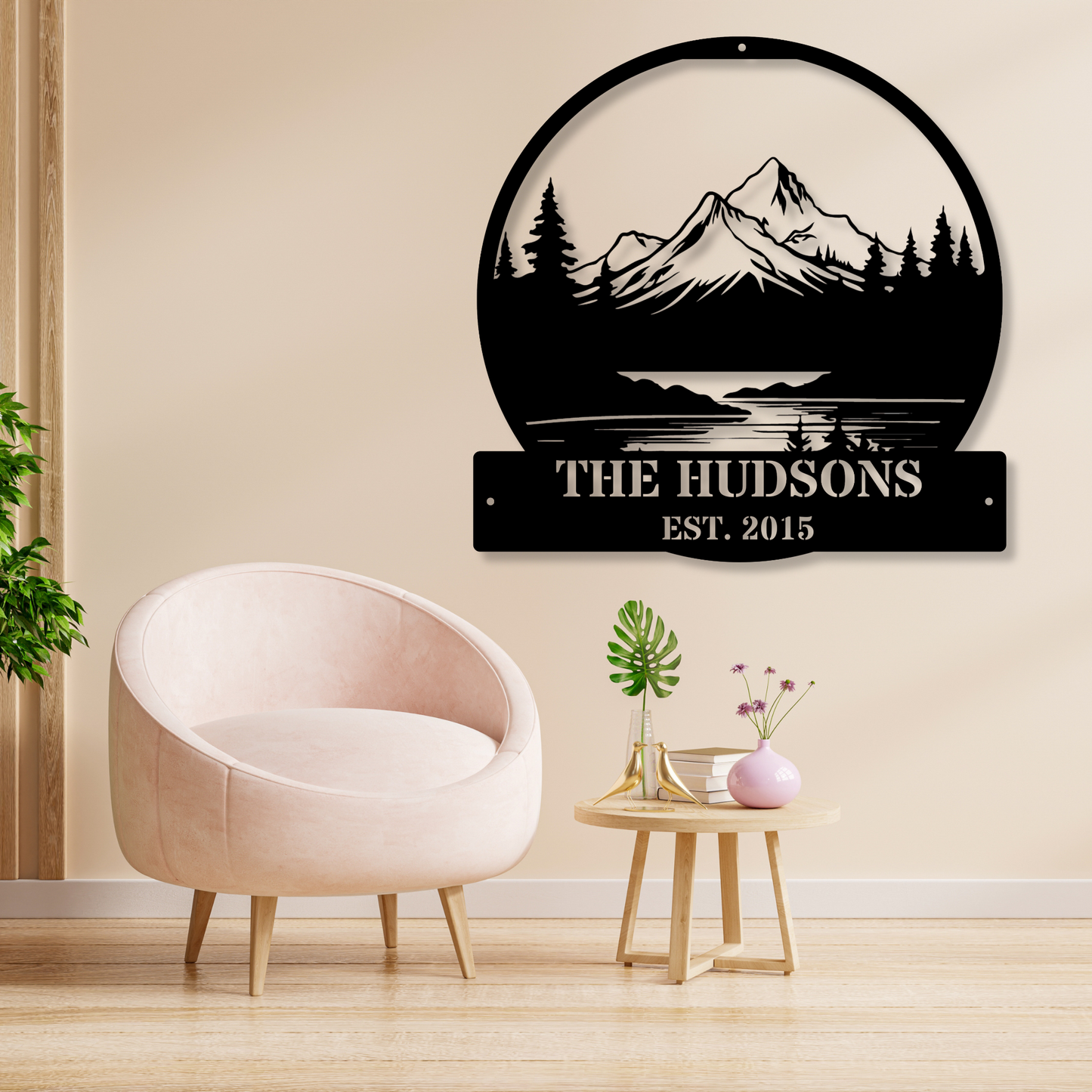 Personalized Mountain Metal Wall Art, Custom Nature and Forest Decor, Man Cave Sign, Unique Outdoor Art, Rustic Home Decoration Gift