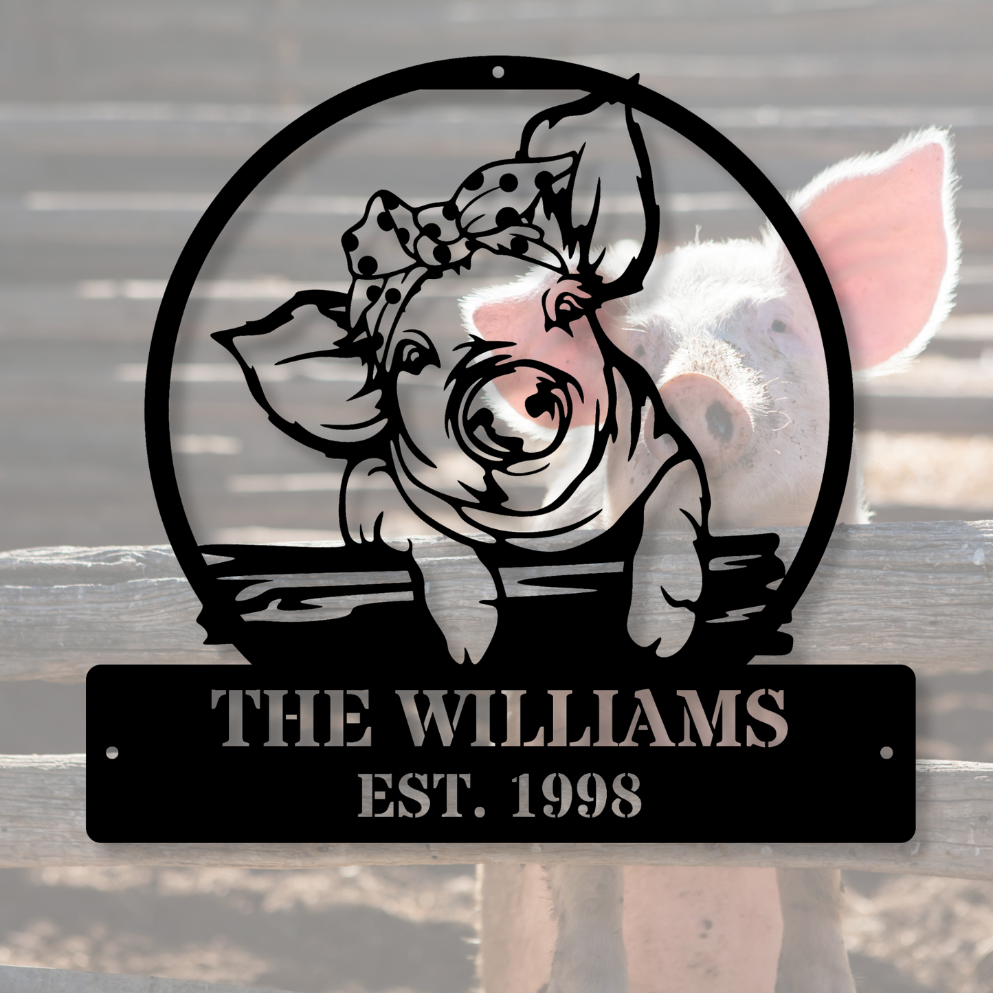 Custom Pig Metal Wall Sign, Pig Farm, Pig Wall Art, Farmhouse Decor, Rustic Metal Pig Decoration, Personalized Pig Gift, Metal Animal Sign