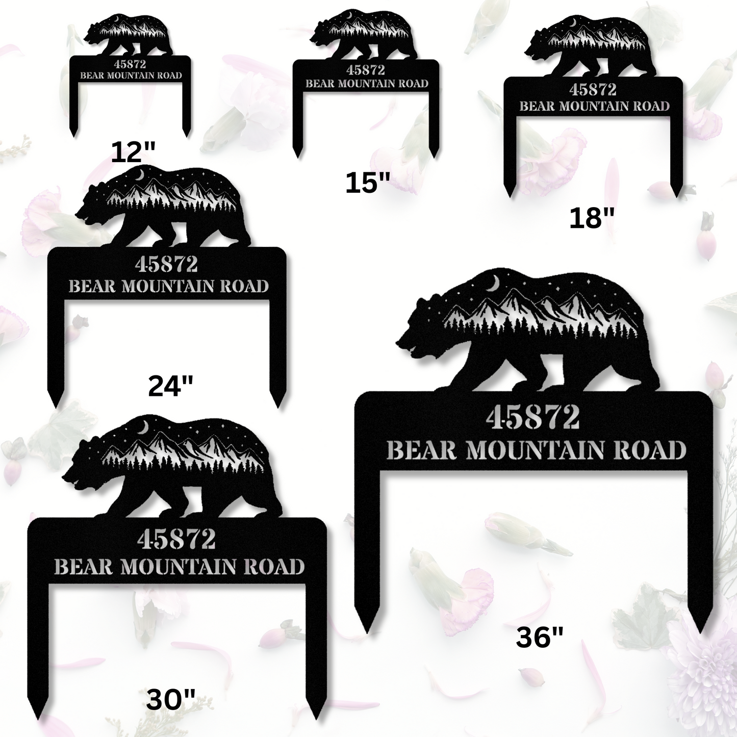 Bear Mountain Address Stake, Bear Address Metal Sign, Horizontal Address Plaque, Address Signage, Metal Address Plaque, Housewarming Gift