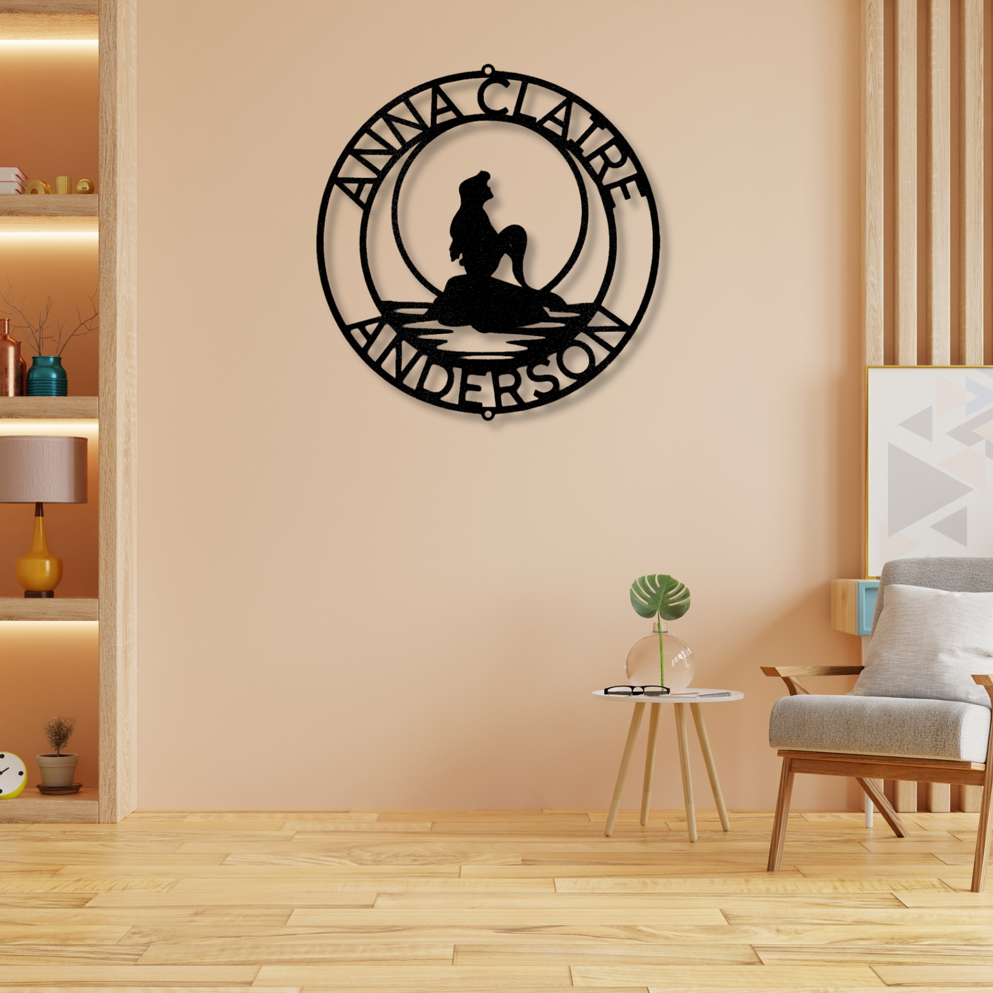 Mermaid Wall Metal Sign, Personalized Mermaid Decor, Kids Bedroom Coastal Wall Art, Nautical Theme, Beach House Decor, Ocean Room Metal Art