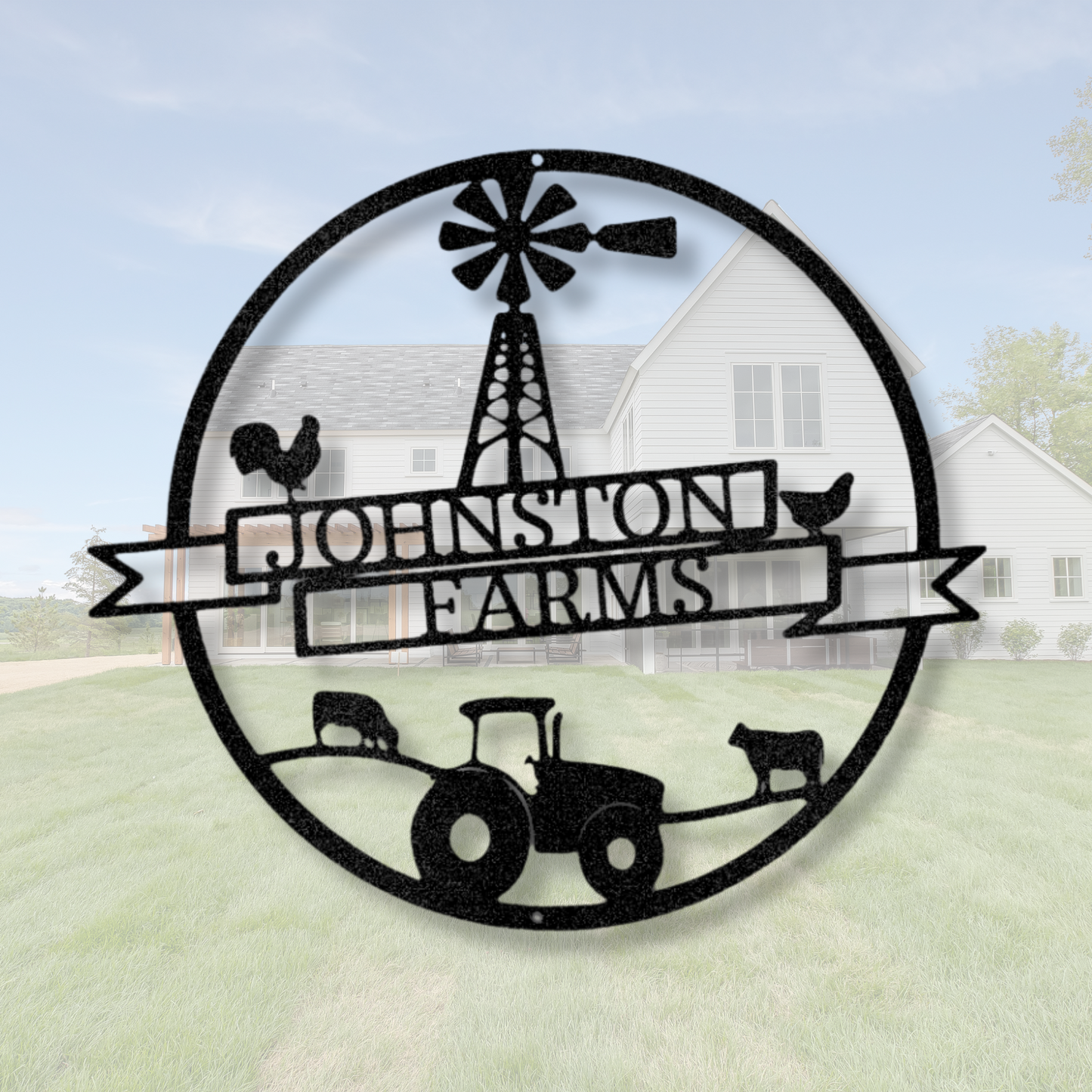 Farm Banner Monogram - Steel Sign