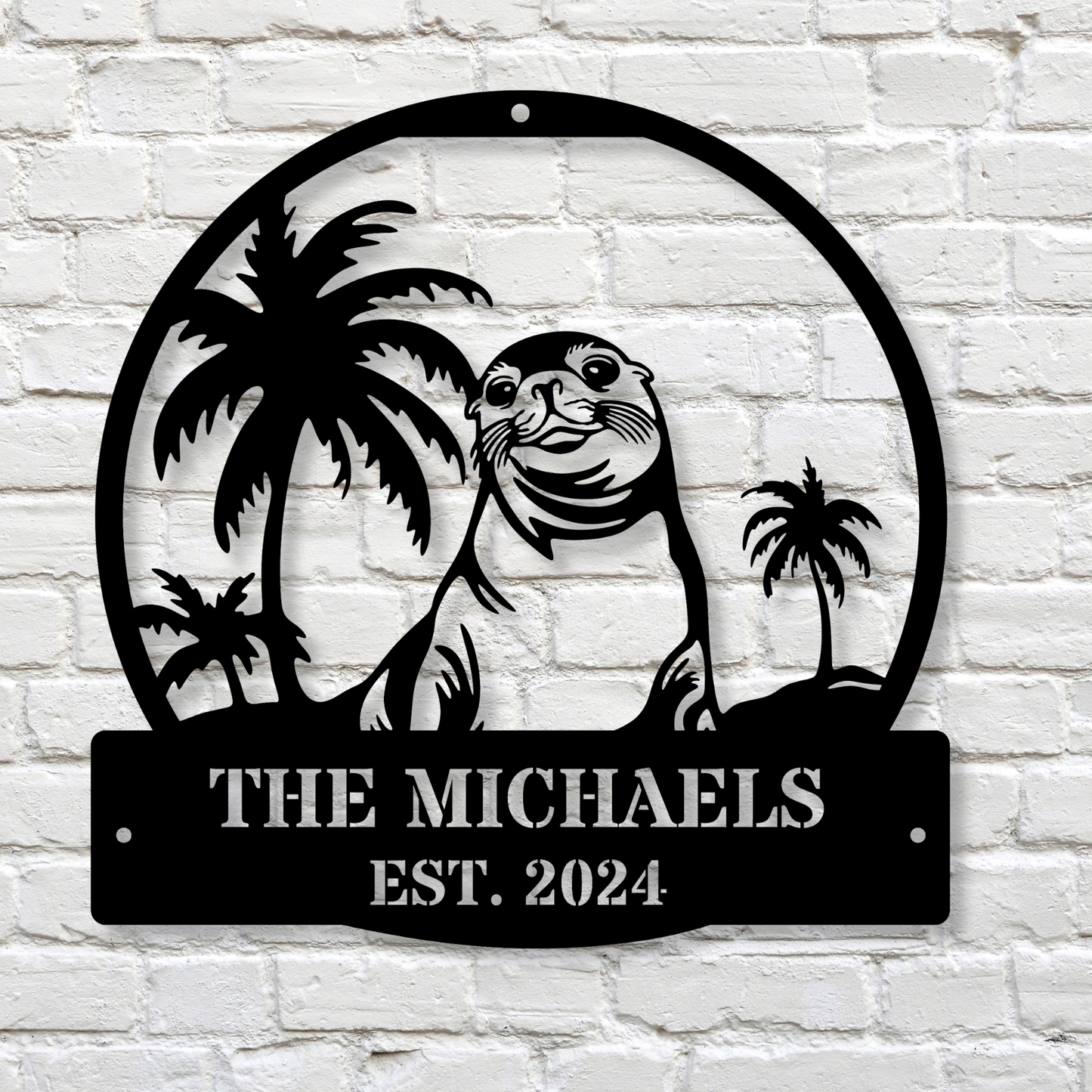 Custom Seal Metal Wall Sign, Personalized Seal Art, Beach House Metal Sign, Metal Home Decor, Customized Wall Sign, Seal Themed Decor