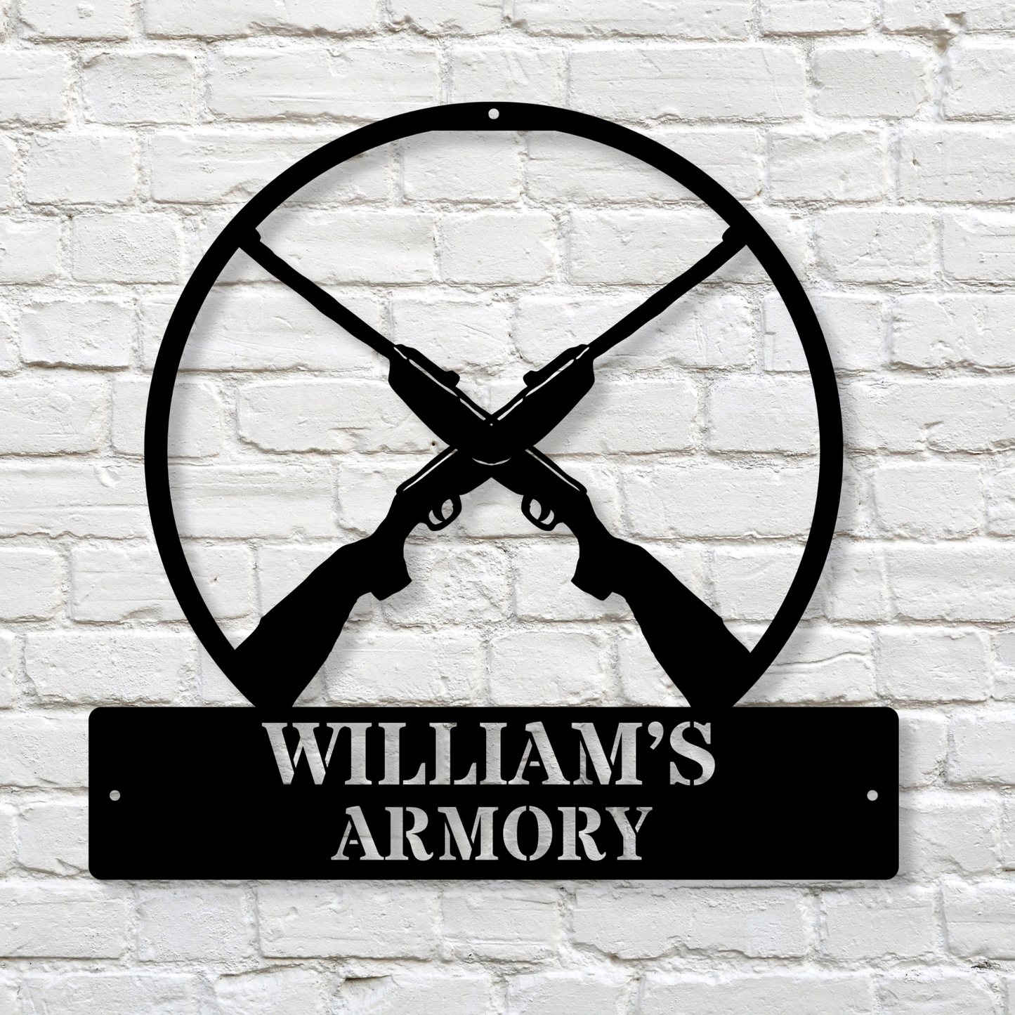 Customized Armory Metal Sign, Personalized Armory Name Sign, Mancave Decor, Rifle Wall Art, Gun Armory Sign, Custom Armory Wall Art Dad Gift