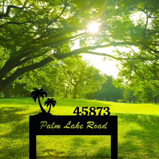 Palm Themed Address Sign, Address Stake Sign, Coastal Home address Sign, New Home Gift, House Closing Gift, Housewarming Gift, Front Yard Sign
