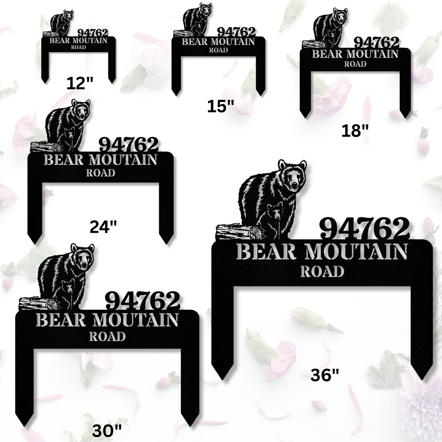 Bear Metal Address Sign, Custom House Plaque, Rustic Bear Outdoor Decor, Animal Address Sign, Wildlife Home Decor, Personalized Sign