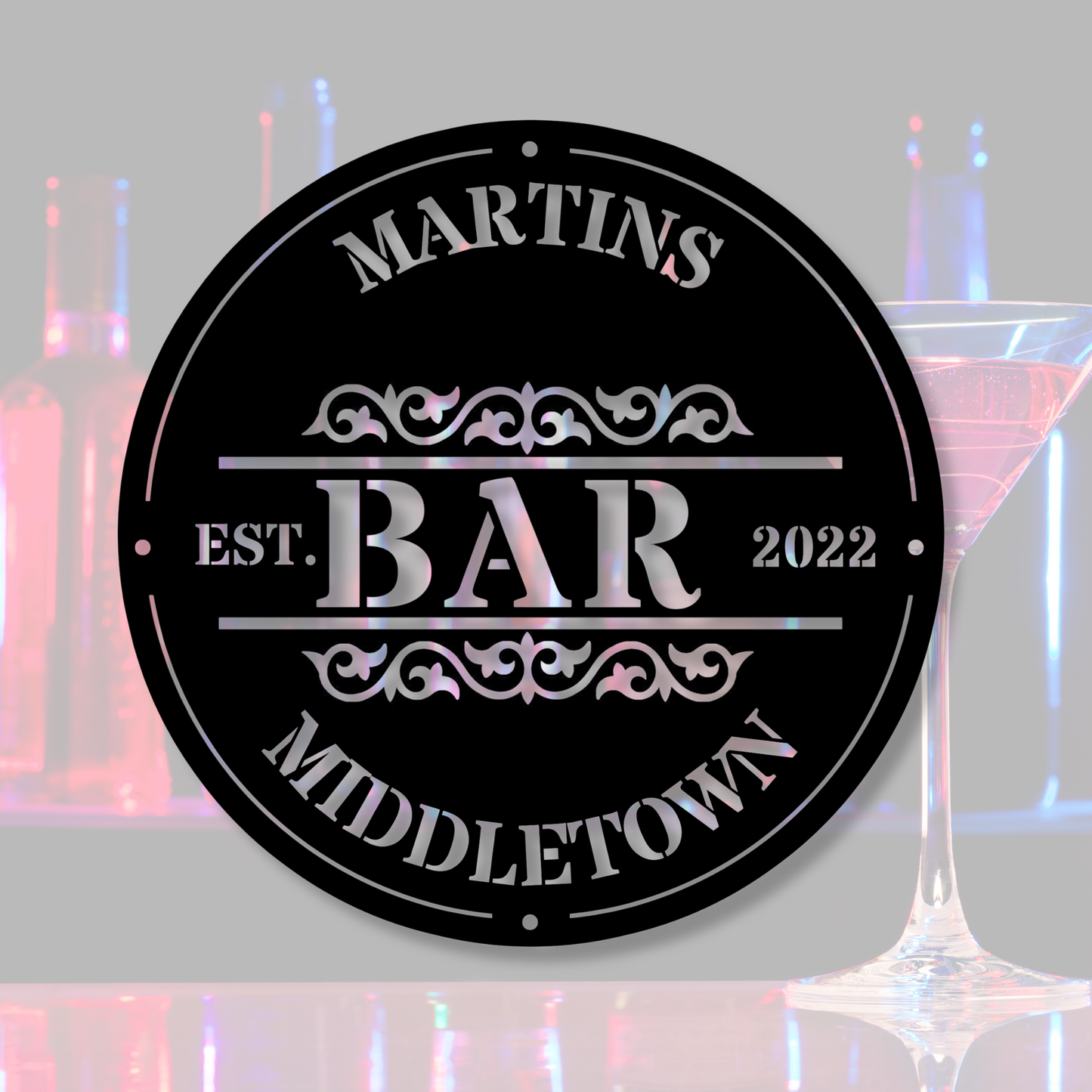 Custom Bar Sign - Personalized Name Metal Sign for Home Decor - Father’s Day and Housewarming Gift- Metal Wall Art, Est. Sign, Custom Plaque