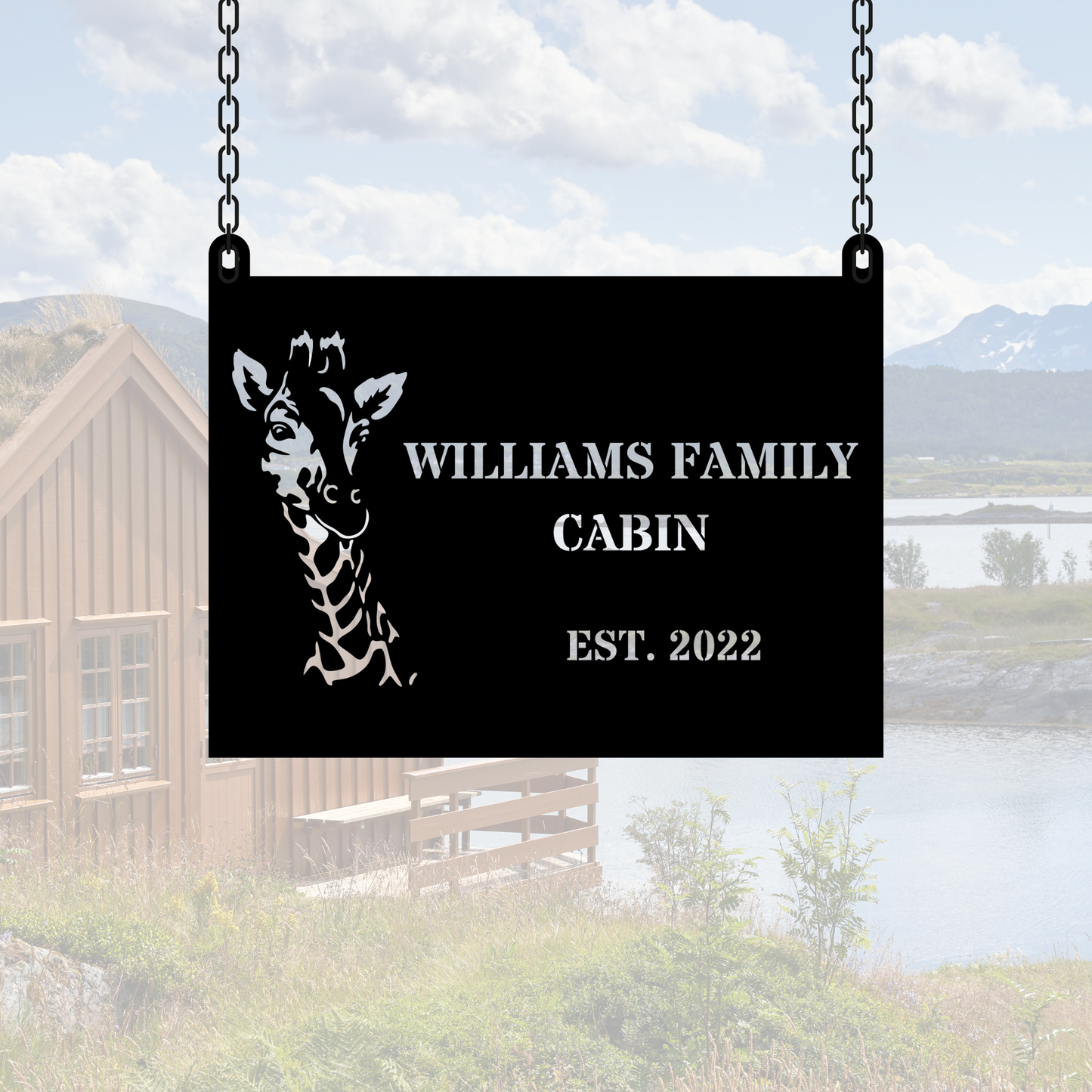 Custom Giraffe Cabin Wall Metal Sign, Giraffe Decor for Home, Wildlife Metal Art, Animal Lover Gift