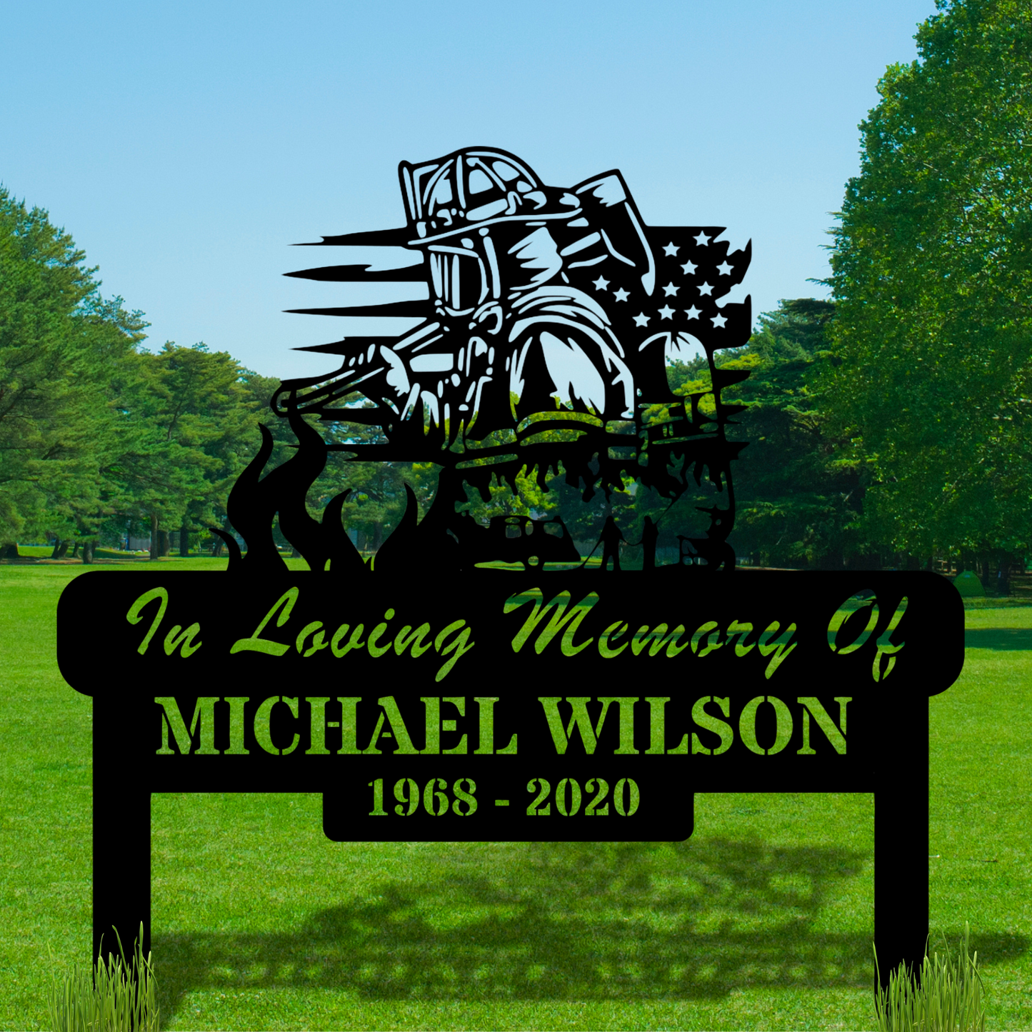 Custom Fireman Memorial Sign, Firefighter Memorial, Fireman Remembrance, Personalized Fireman, Metal Fireman Tribute Art