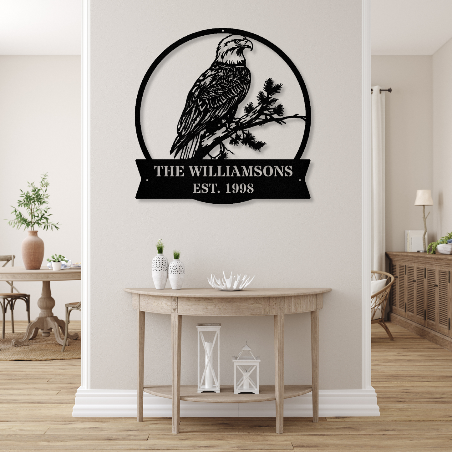 Custom Eagle Monogram Sign, Outdoor Metal Eagle Decor, American Eagle Wall Art, Personalized Metal Address Sign, Patriotic Bird Home Decor