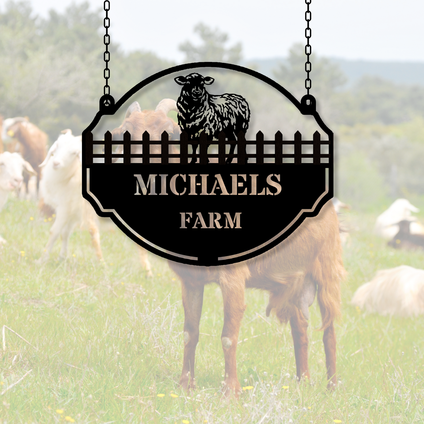 Personalized Sheep Farm House Name Sign, Custom Metal Ranch Name Sign, Unique Birthday Gift, Porch Metal Wall Art, Christmas Gift