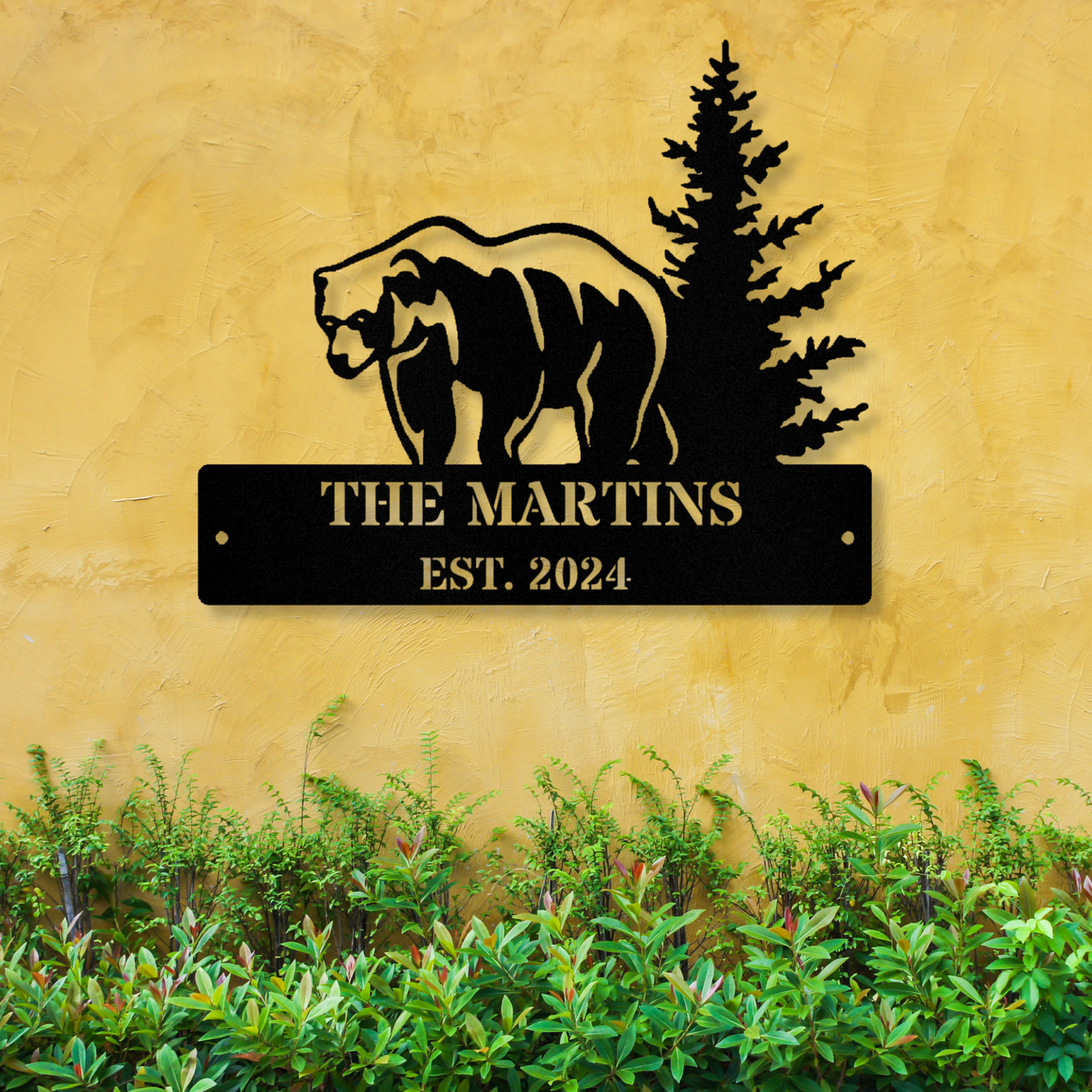 Grizzly Bear Metal Wall Sign, Large Metal Wall Sign, Cabin Wall Metal Sign, Last Name Sign, Address Metal Sign, Bear Metal Sign, Family Name Est. Sign