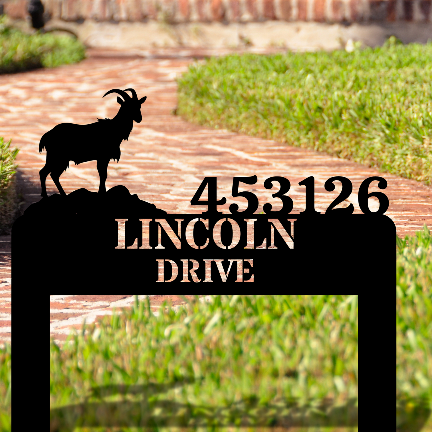Custom Goat Metal Address Stake, Personalize Garden Stake, Rustic House Number, Unique Goat Marker for Outdoor Decor