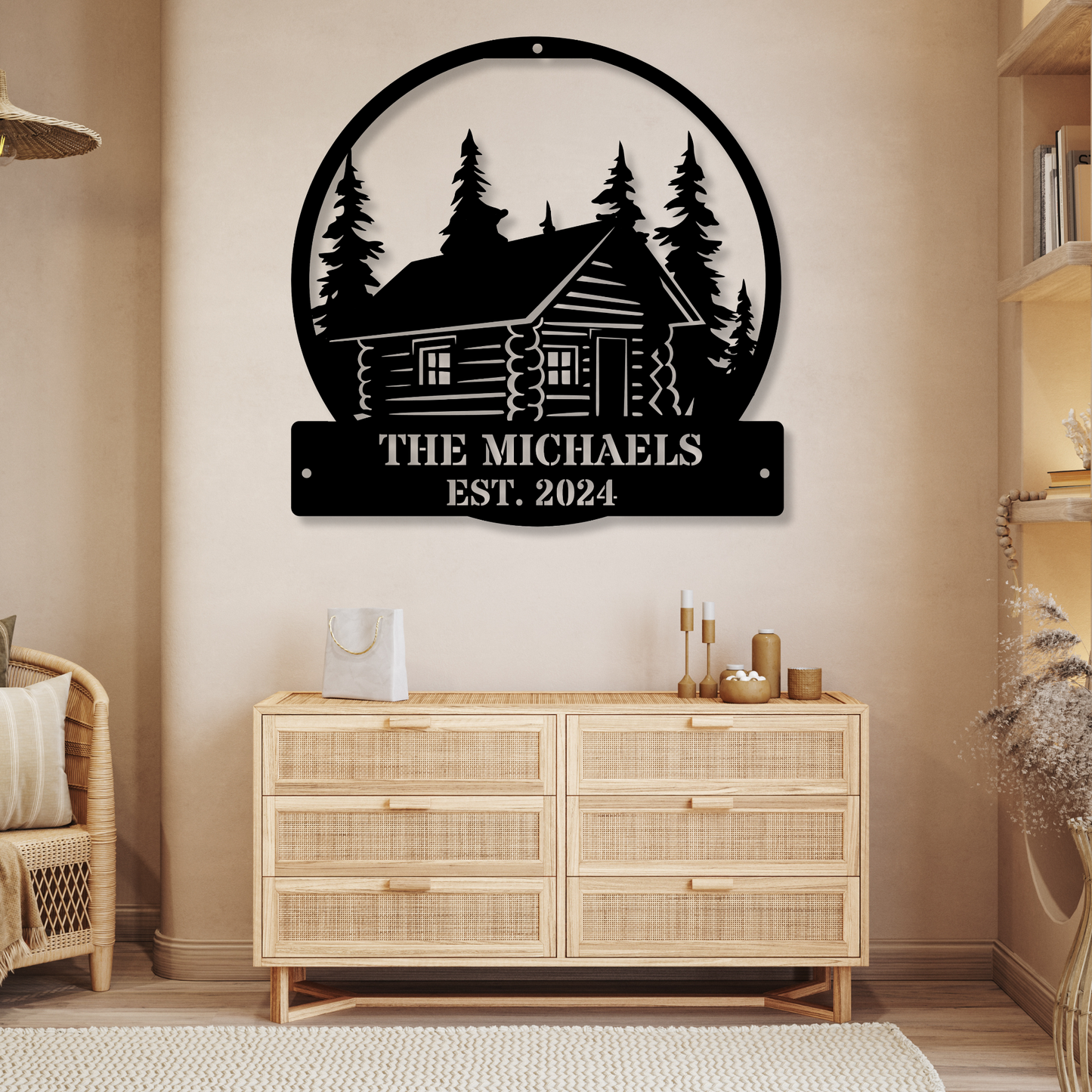 Personalized Metal Cabin Name Sign, Pine Tree Custom Metal Sign, Personalized Gift, Farmhouse Gift, Mountain House Sign, Family Name Sign