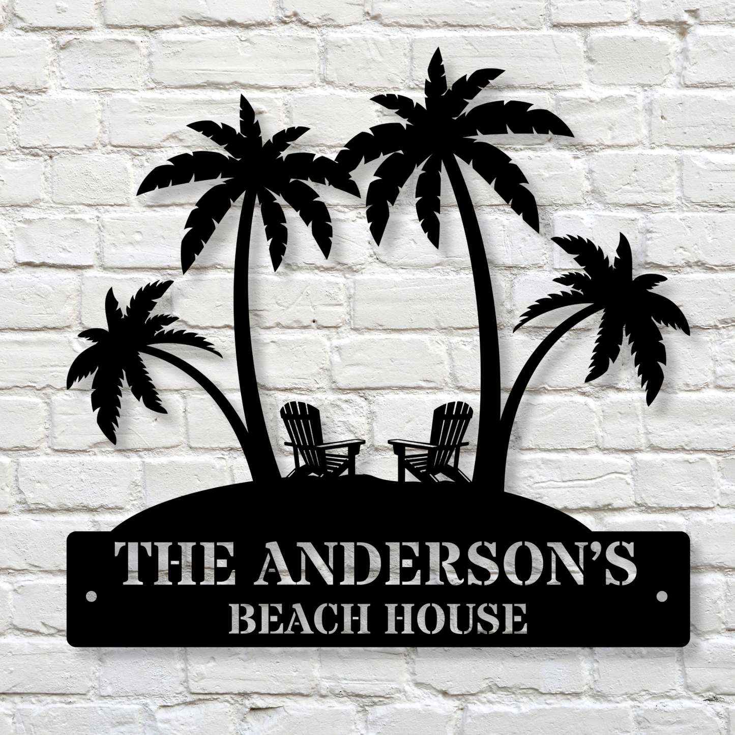 Custom Beach Palm Tree Sign,Metal Beach House Sign,Personalized Name Beach Sign