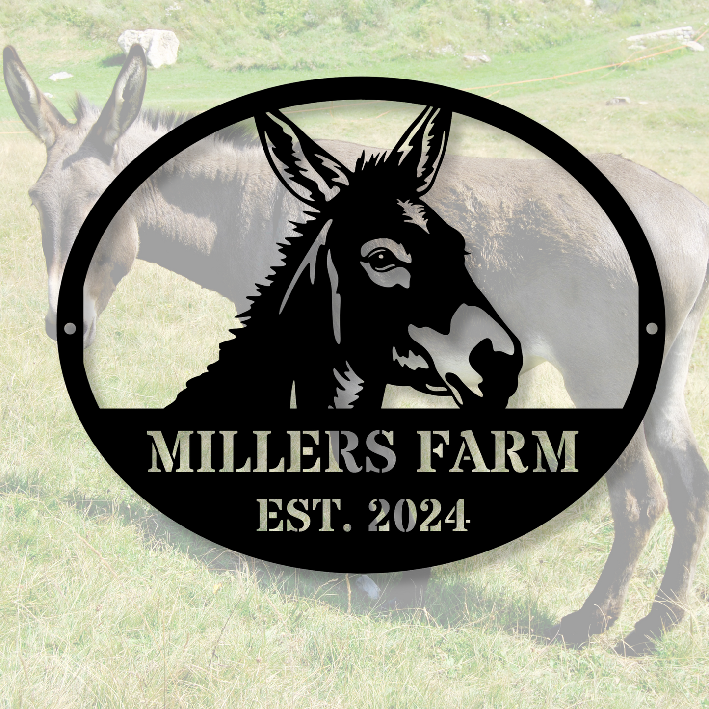 Custom Donkey Metal Wall Sign, Farmhouse Wall Decor