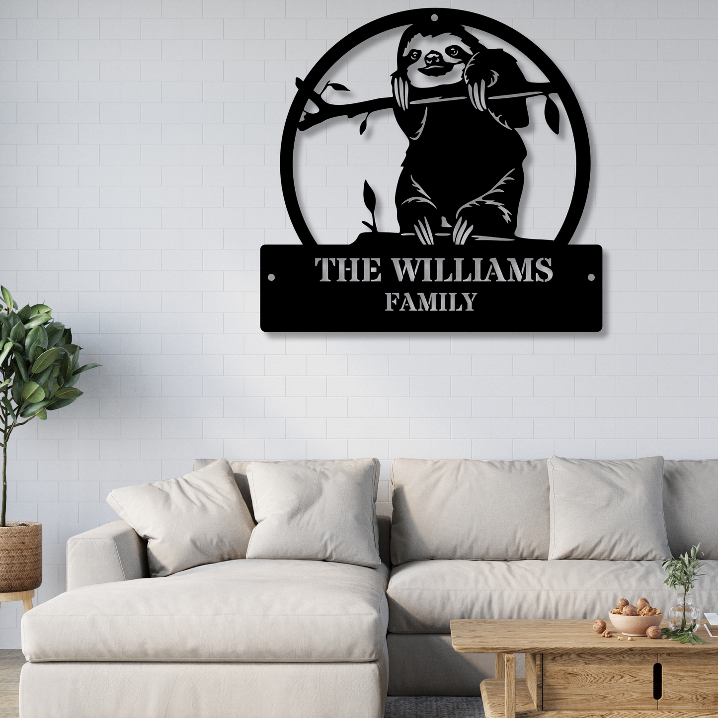 Custom Wall Metal Sign, Home and Living, Home Decor, Wall Decor, Wall Hangings, Livingroom Decor, Minimalist Line Art, sloth, Metal Wall Art