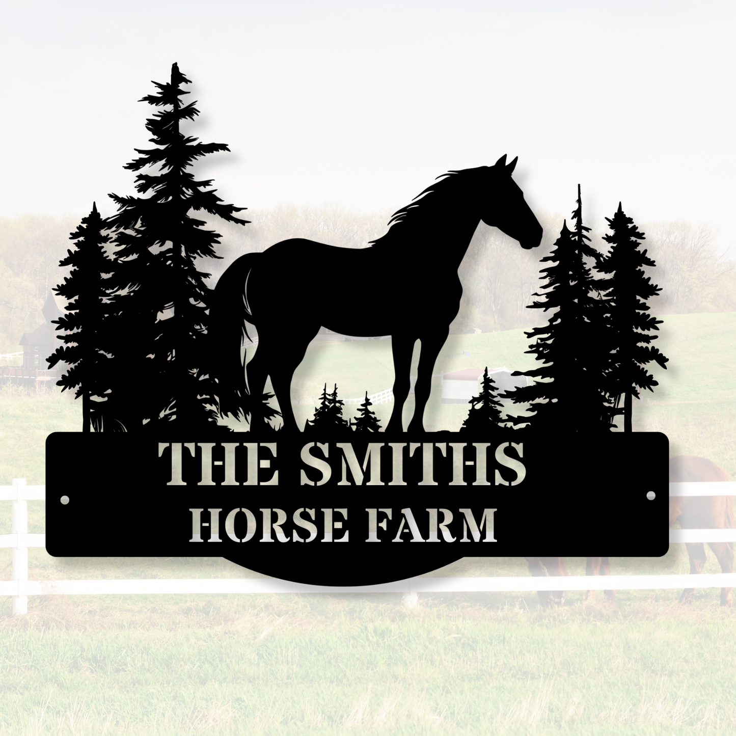 Custom Horse Farm Name Sign, Horse Ranch Sign, Horse Metal Sign, Metal Farm Sign, Horse Barn Decor, Horse Lover Gift, Horse Farm Decor