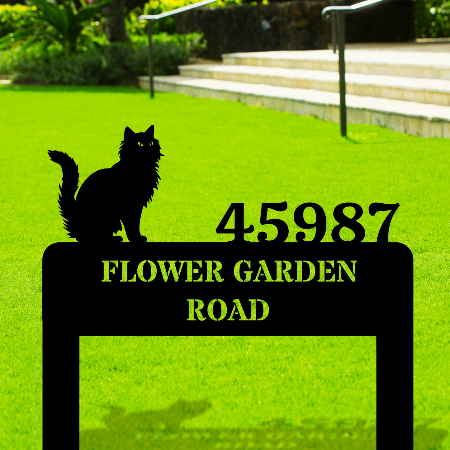 Customized Cat Home Address Metal Stake, Cat Metal Sign, Home Number Metal Sign, Horizontal Address Sign, Cat Lover Sign, Cat Mom Gift, New Home Address Sign, Choose Cat Sign