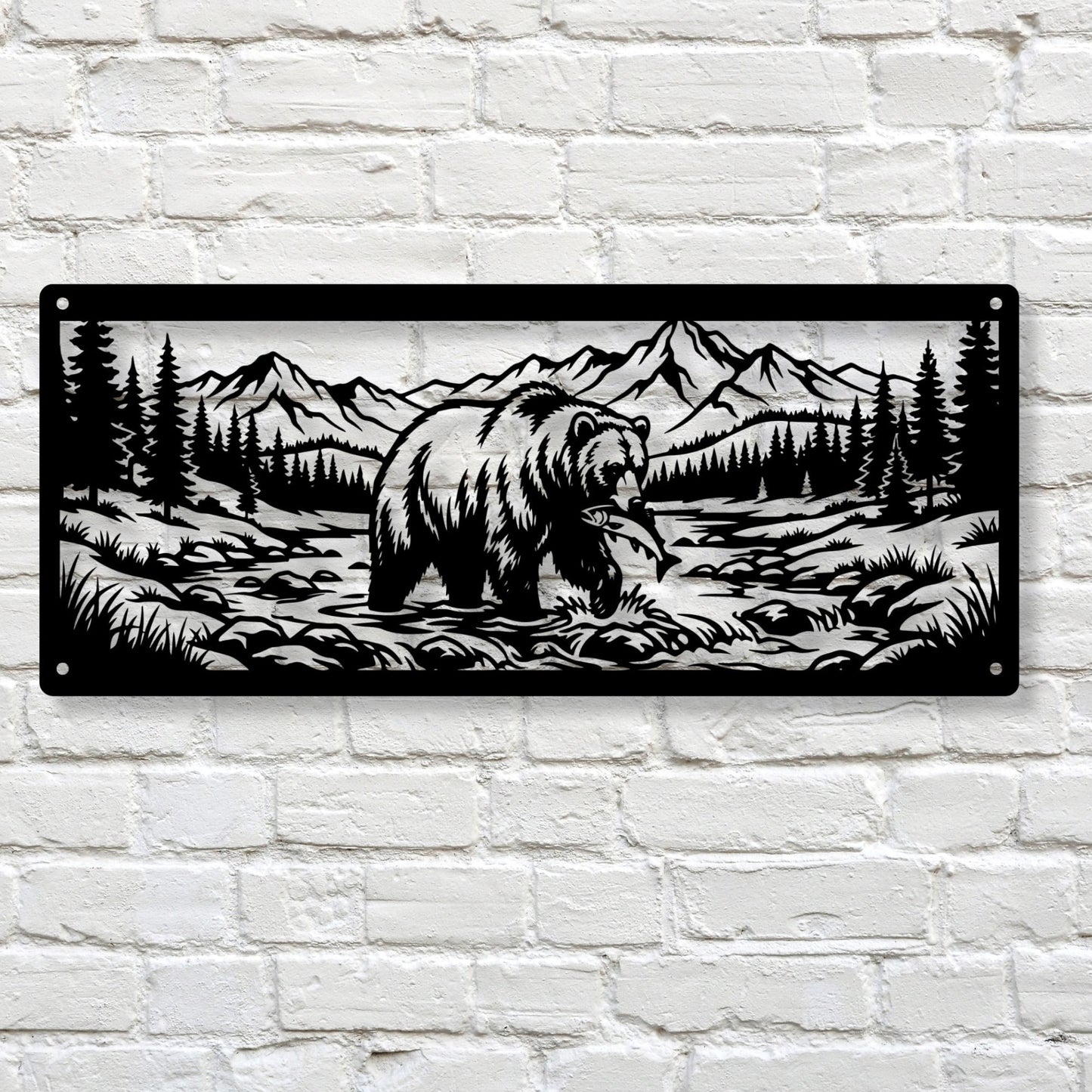 Mountain bear wall art decor, bear wall art, wilderness decor, nature wall art, cabin decor, rustic wall art, wildlife art print