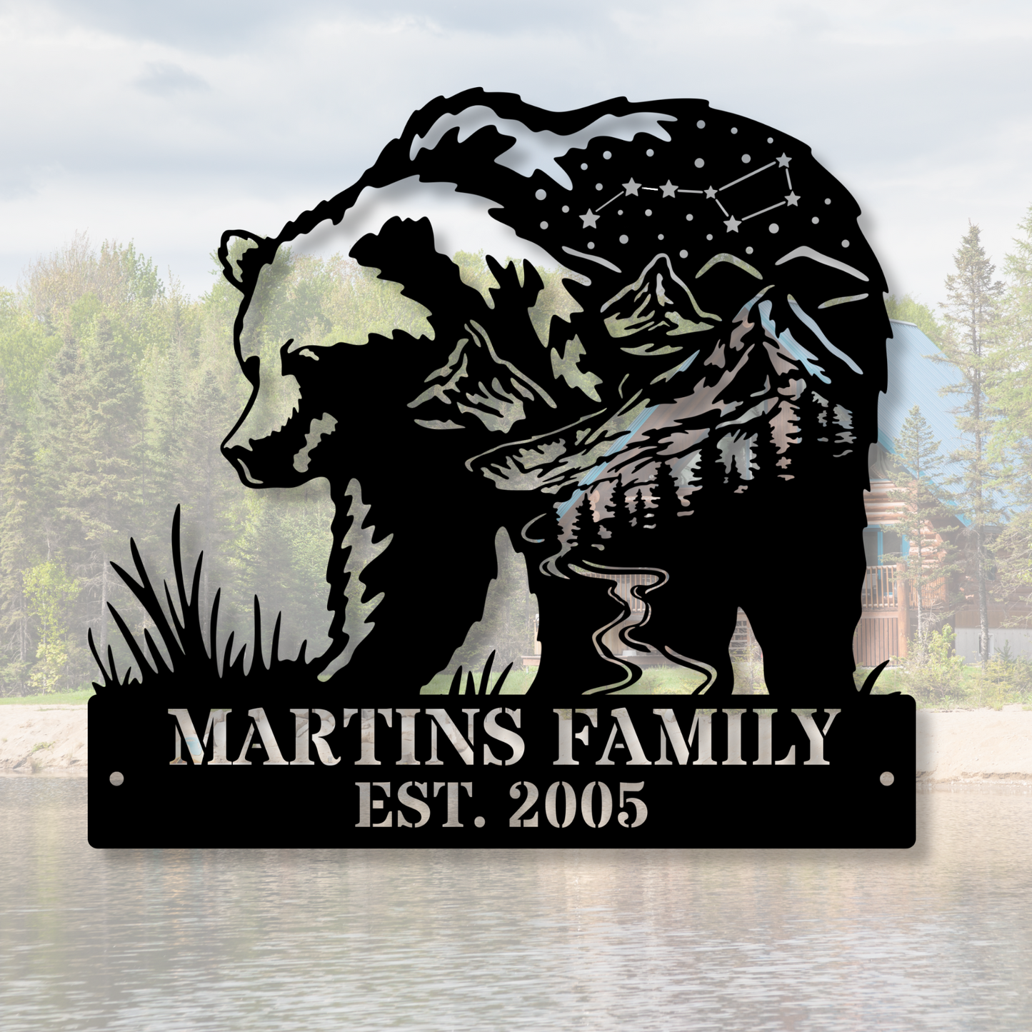 Custom Bear Beer Cabin Metal Sign, Bear Drinking Beer Sign, Cabin Decor, Outdoor Metal Sign, Hunting Gift, Bear Decor, Gift for Dad