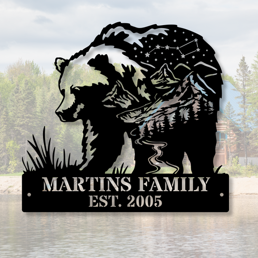 Custom Bear Beer Cabin Metal Sign, Bear Drinking Beer Sign, Cabin Decor, Outdoor Metal Sign, Hunting Gift, Bear Decor, Gift for Dad