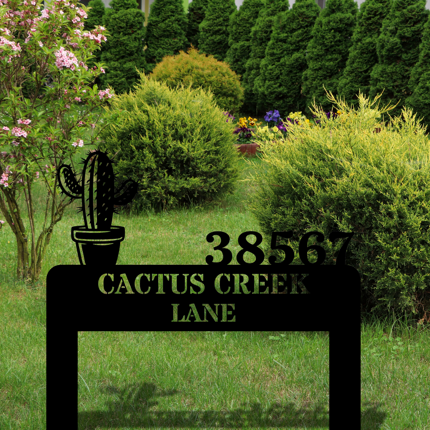 Custom Cactus Metal Address Stake, Personalized Outdoor Sign, Garden Decor Stake, Desert Decor, Housewarming Gift, Custom Yard Sign