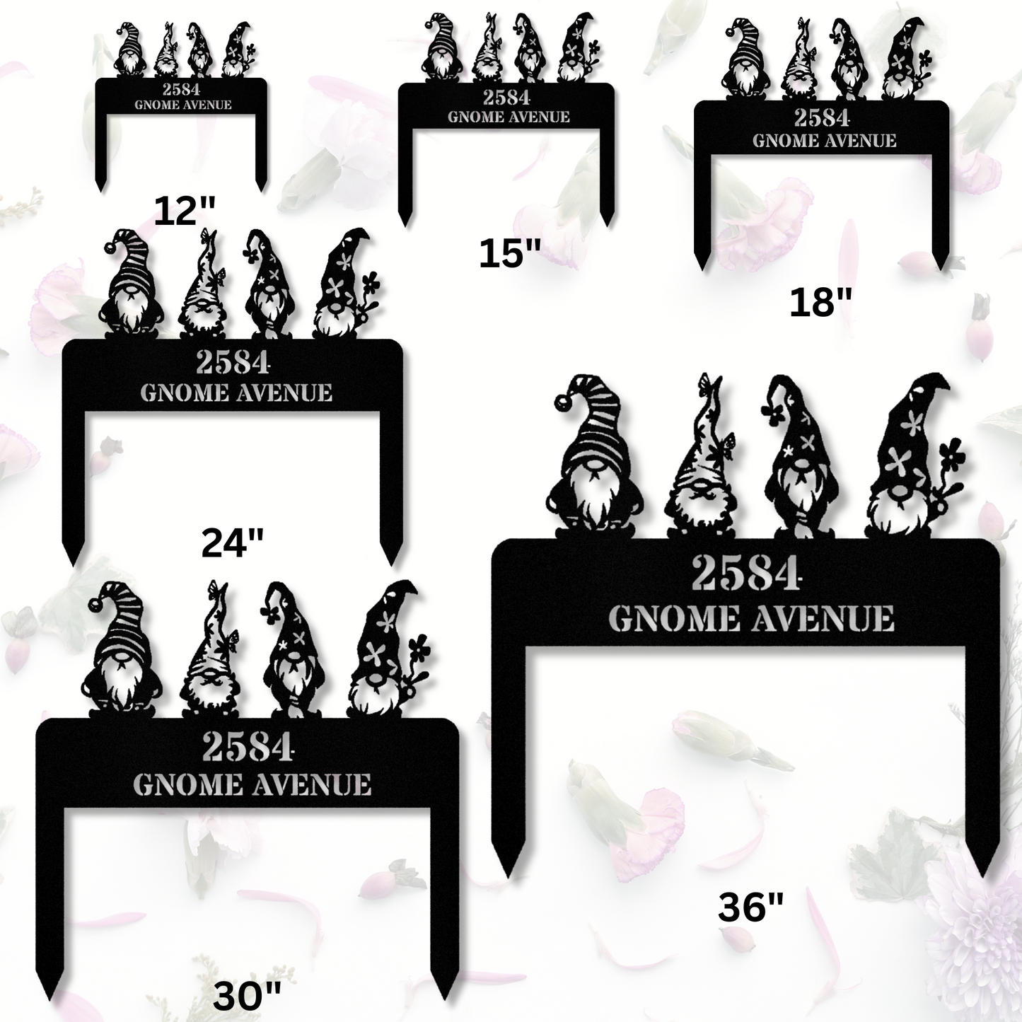 Customized Gnome Address Metal Stake, House Number Sign, House Address Plaque, Wedding Gift, Address Signage, Gnome Outdoor Decor