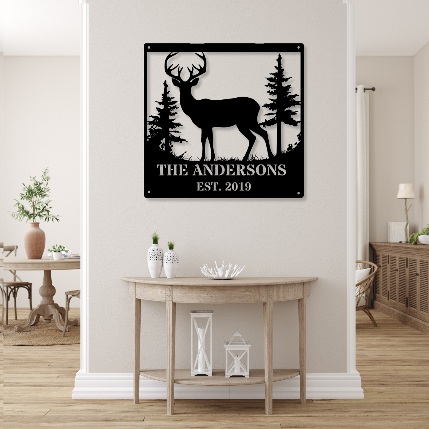 Custom Deer Monogram Metal Sign, Personalized Deer Metal Sign, Hunting Monogram Wall Decor, Deer Hunter Gift