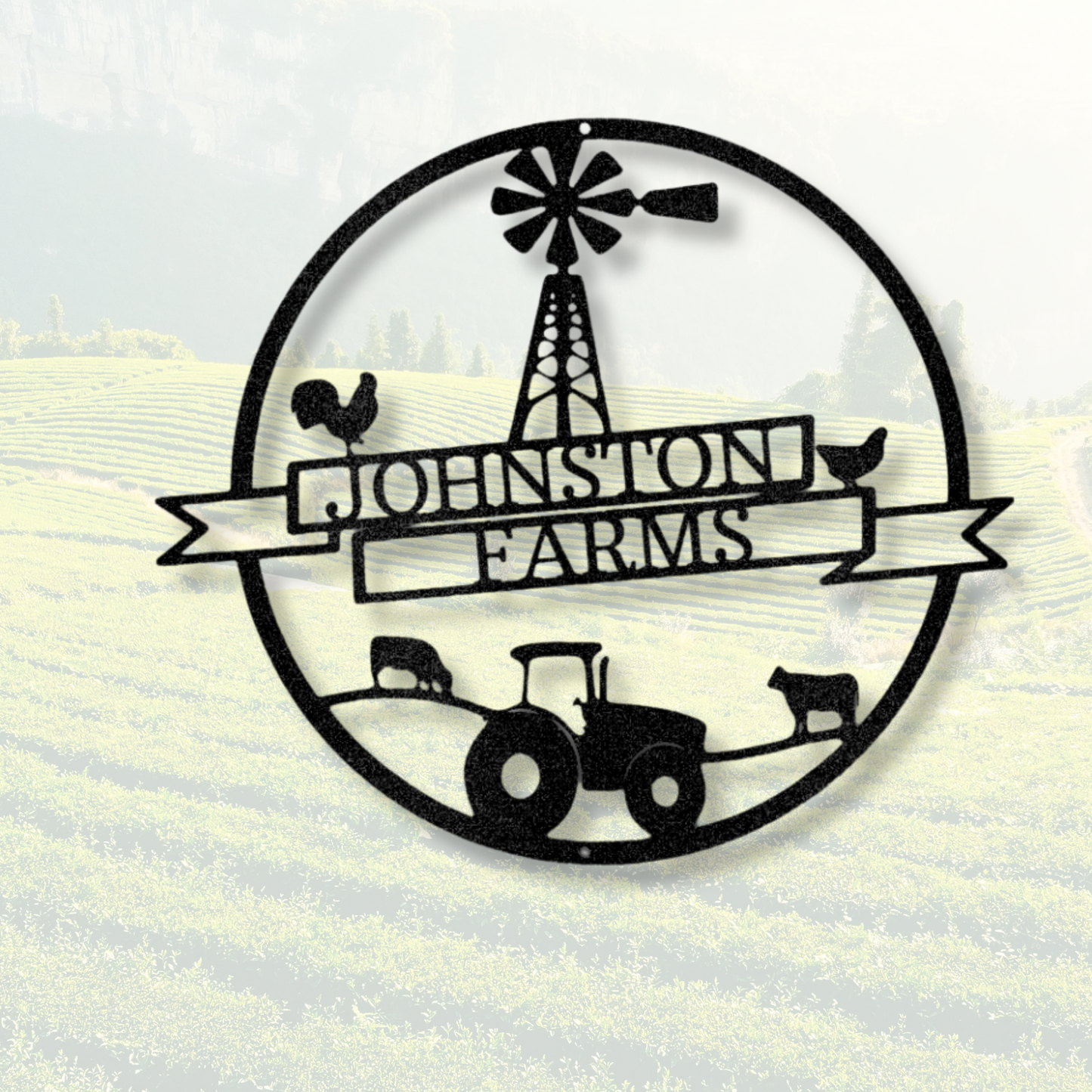 Farm Banner Monogram - Steel Sign