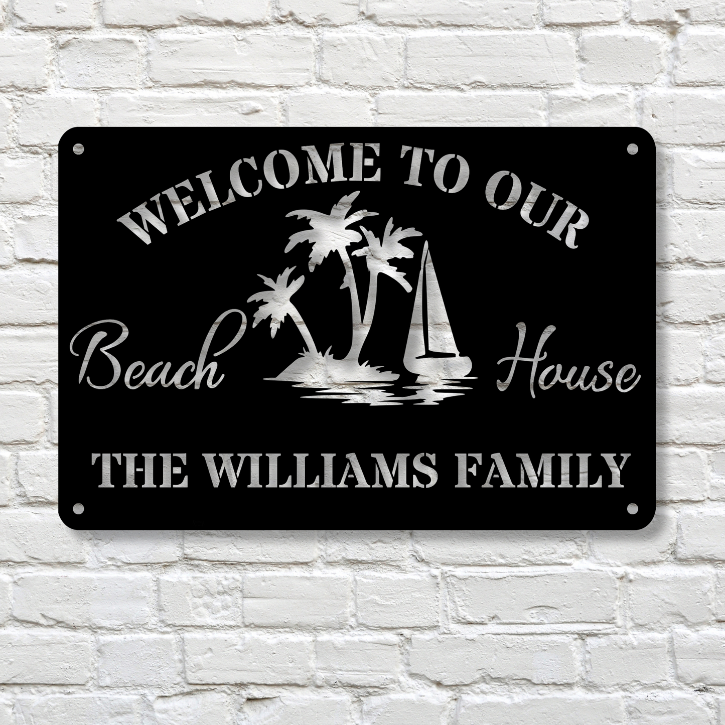 Custom Beach House Metal Sign, Nautical Decor, Lake House Decor, Welcome Sign, Family Name Sign, Metal Coastal Decor, Beach House Wall Sign