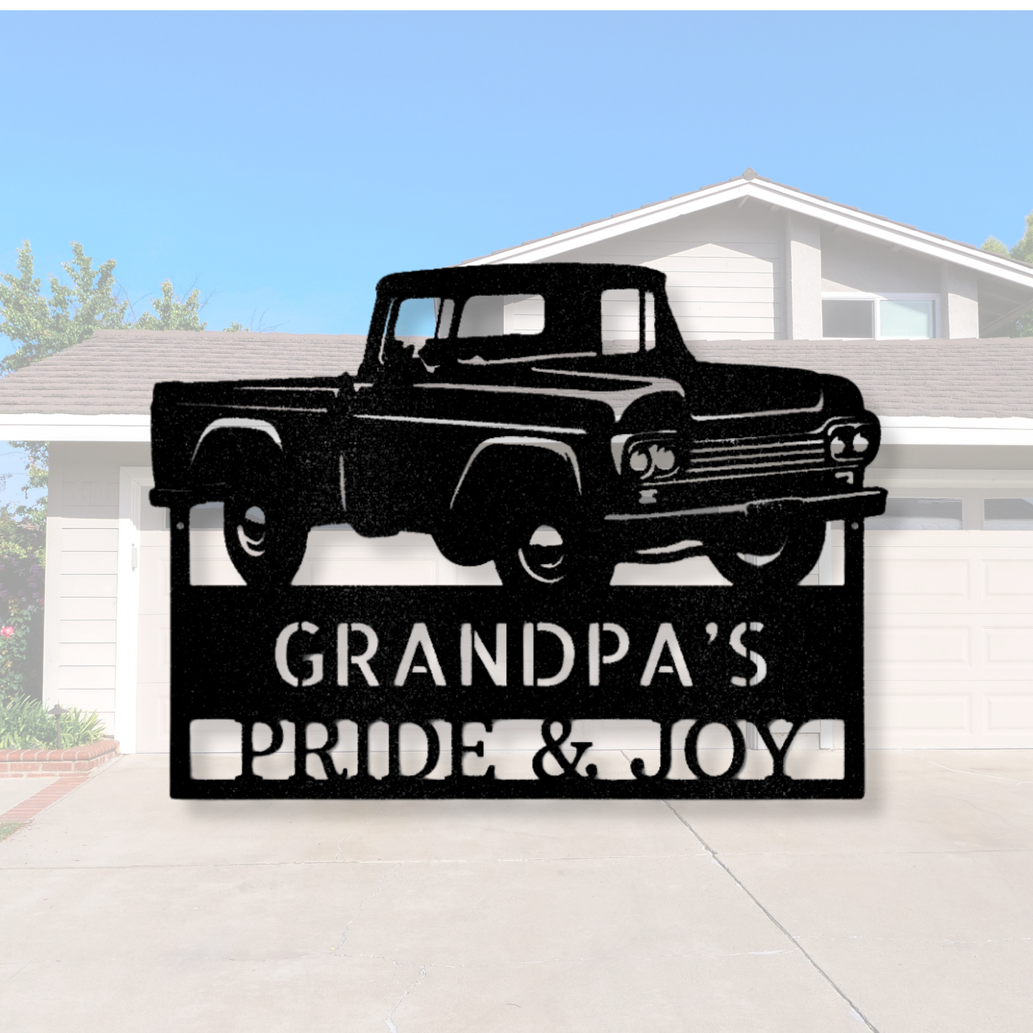Grandpas Pickup Truck Monogram - Steel Sign