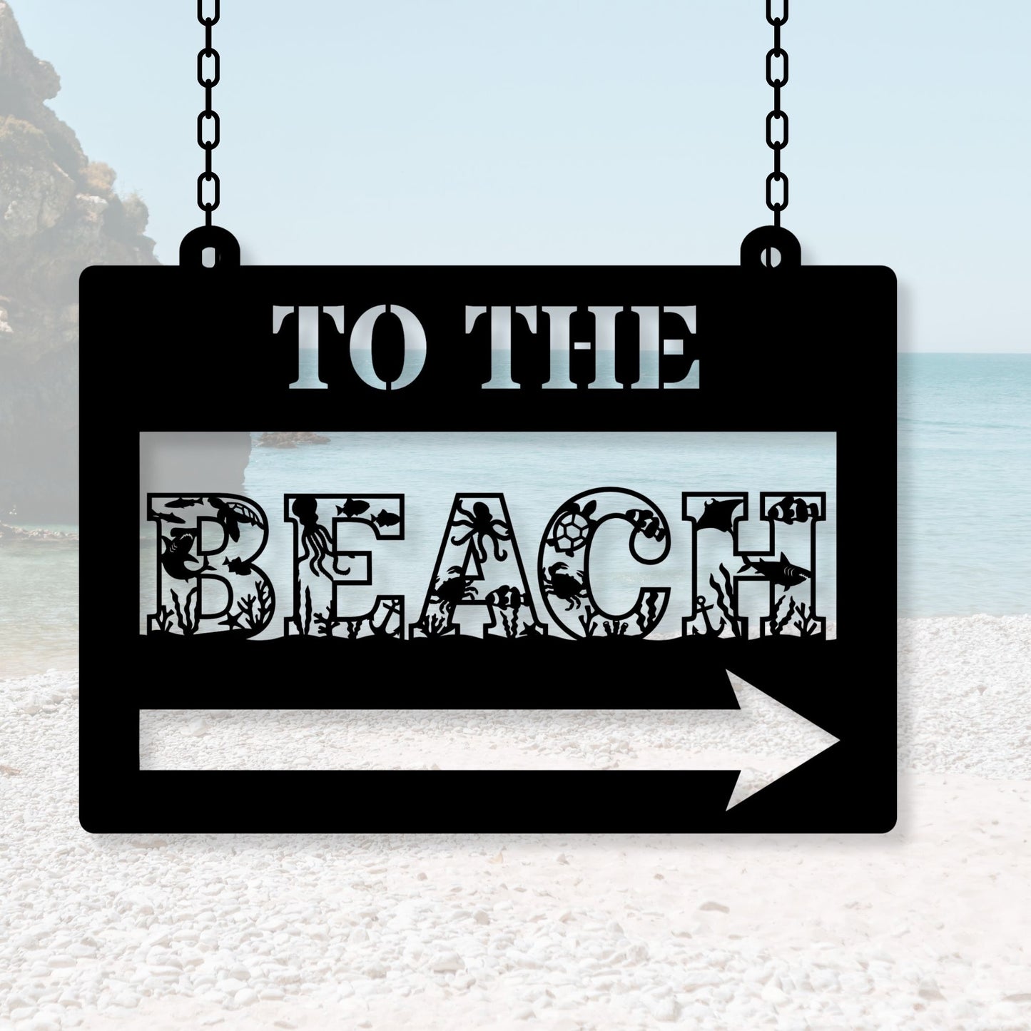 To the Beach Metal Sign, Beach House Decor, Coastal Wall Art, Beach Sign, Nautical Home Decor, Ocean Theme Sign, Seaside Wall Hanging