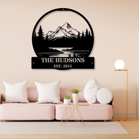 Personalized Mountain Metal Wall Art, Custom Nature and Forest Decor, Man Cave Sign, Unique Outdoor Art, Rustic Home Decoration Gift