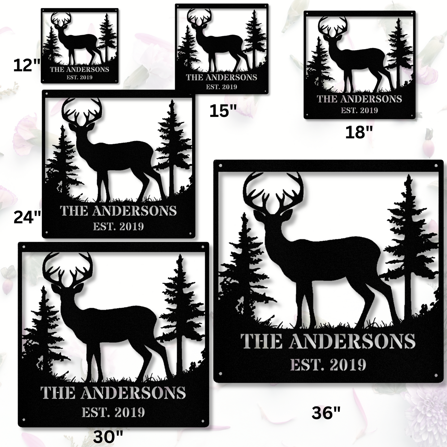 Custom Deer Monogram Metal Sign, Personalized Deer Metal Sign, Hunting Monogram Wall Decor, Deer Hunter Gift