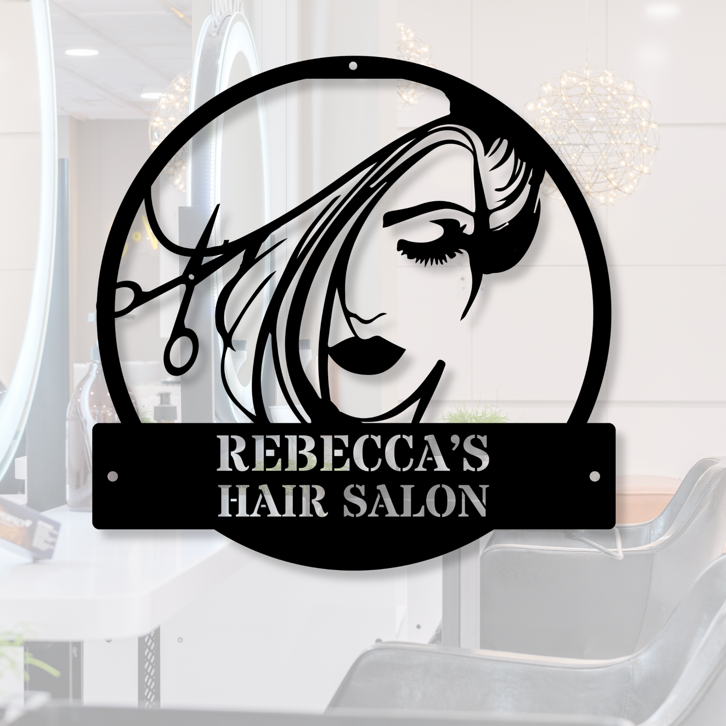 Personalized Hair Dresser Metal Sign, Custom Hair Stylist Name Sign, Woman Face Beauty Center Metal Wall Decor, Custom Hairstyle Decor
